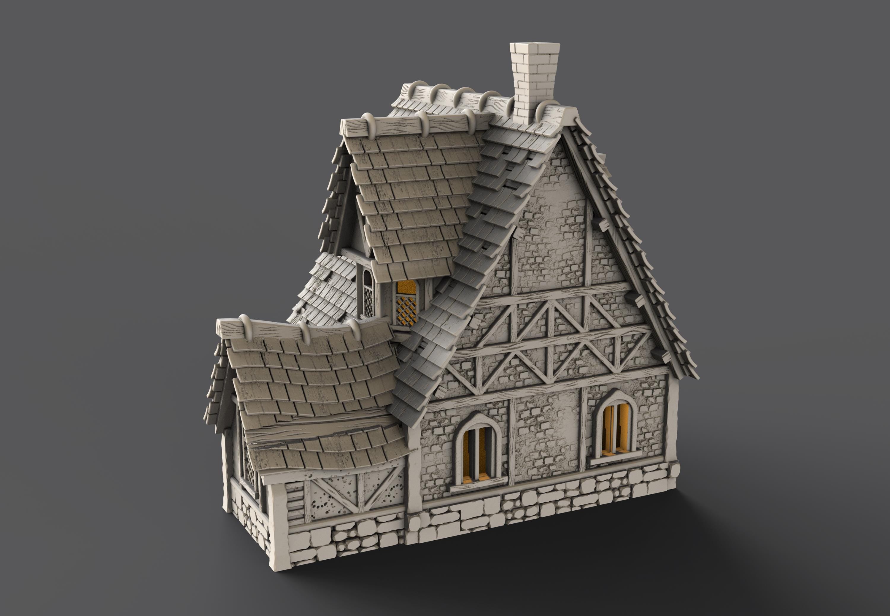 Medieval building - House 31 - PLA for Oldworld, Dungeon & Dragons, Frostgrave, Age of fantasy battle skirmish wargame