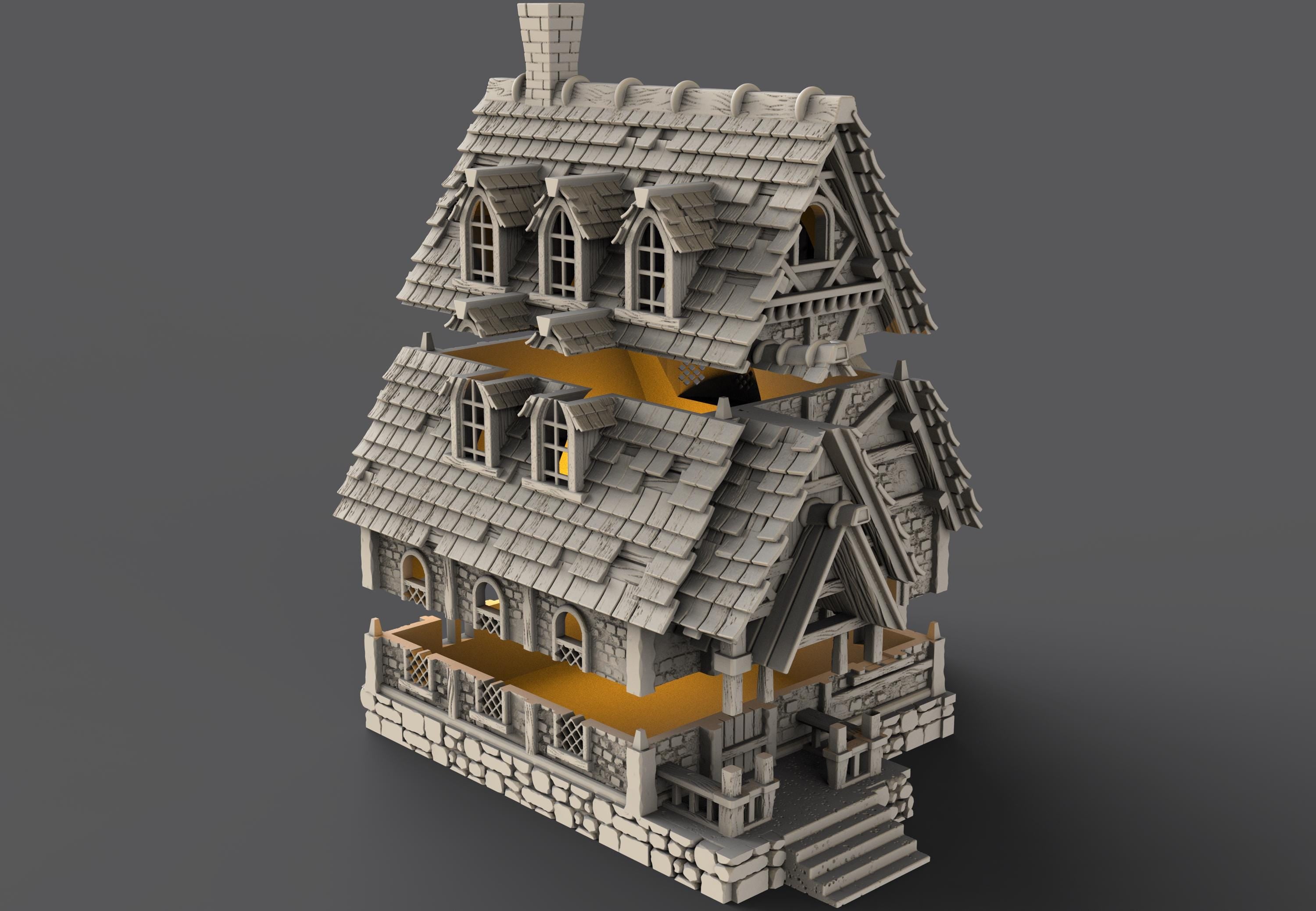 Medieval building - House 31 - PLA for Oldworld, Dungeon & Dragons, Frostgrave, Age of fantasy battle skirmish wargame