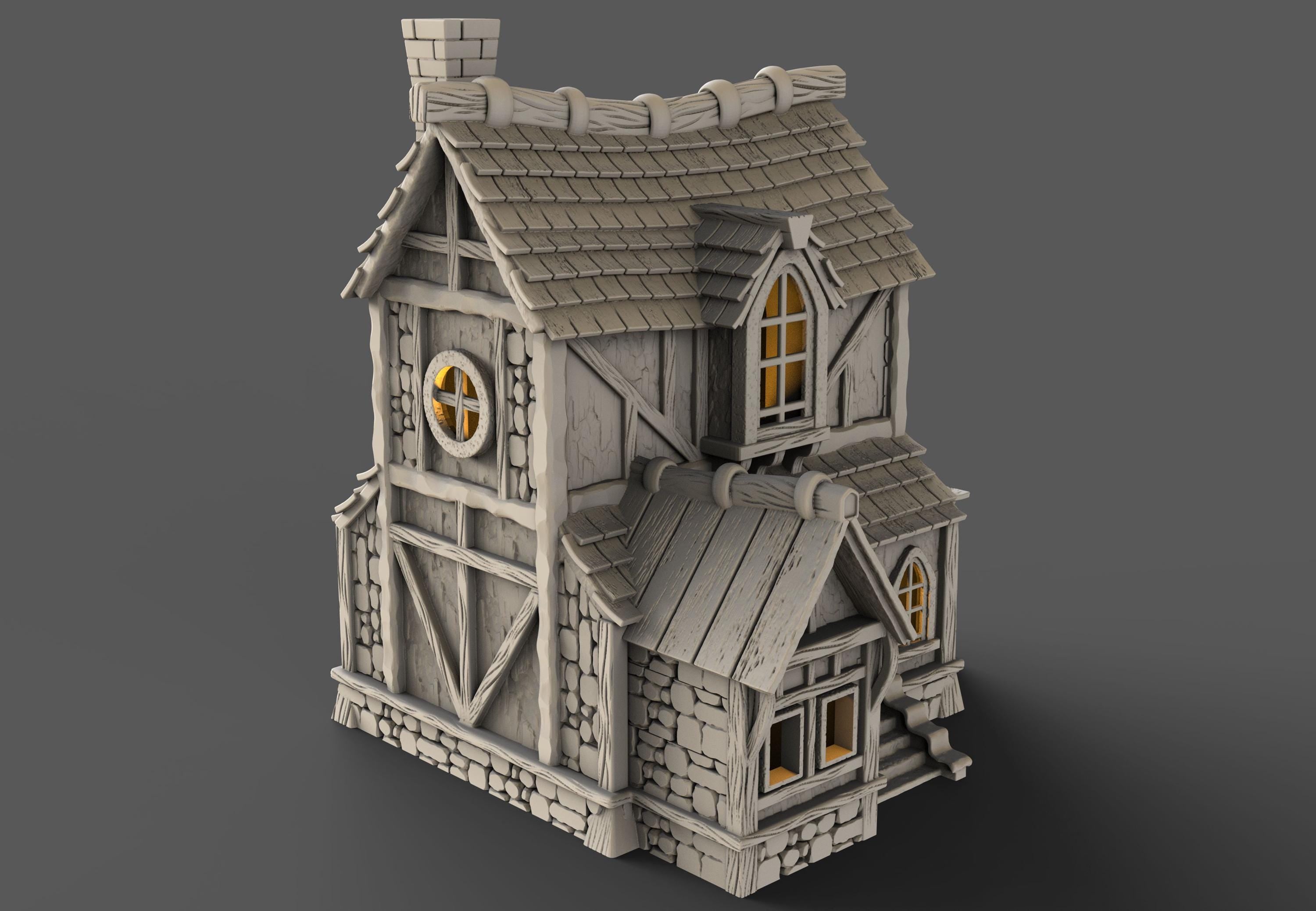 Medieval building - House 32 - PLA for Oldworld, Dungeon & Dragons, Frostgrave, Age of fantasy battle skirmish wargame