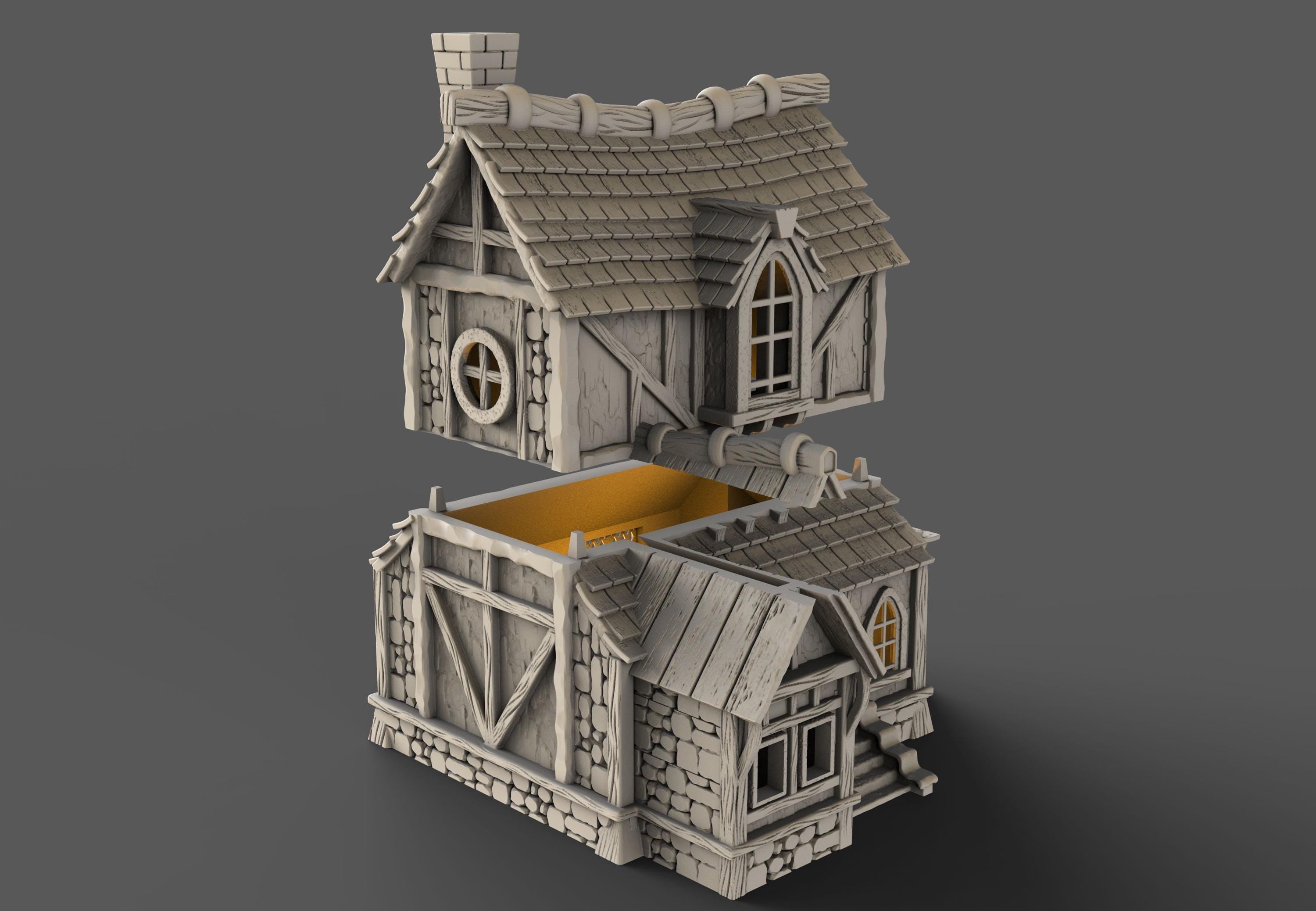 Medieval building - House 32 - PLA for Oldworld, Dungeon & Dragons, Frostgrave, Age of fantasy battle skirmish wargame