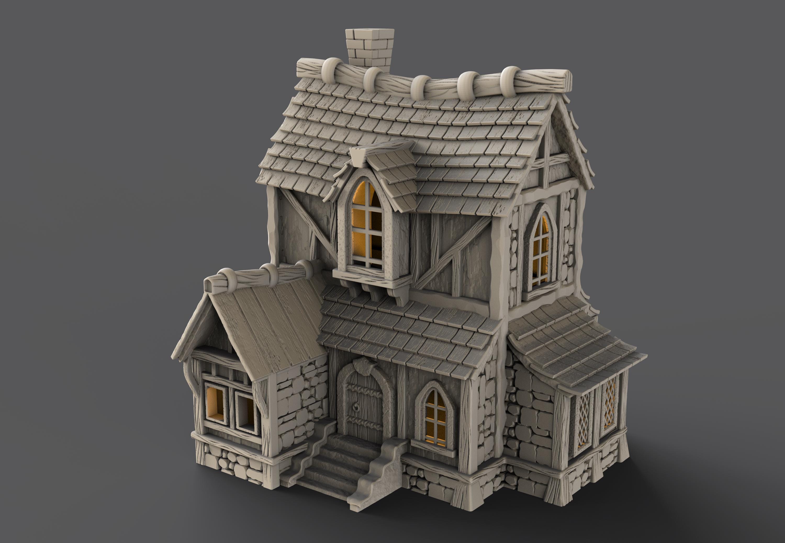 Medieval building - House 32 - PLA for Oldworld, Dungeon & Dragons, Frostgrave, Age of fantasy battle skirmish wargame