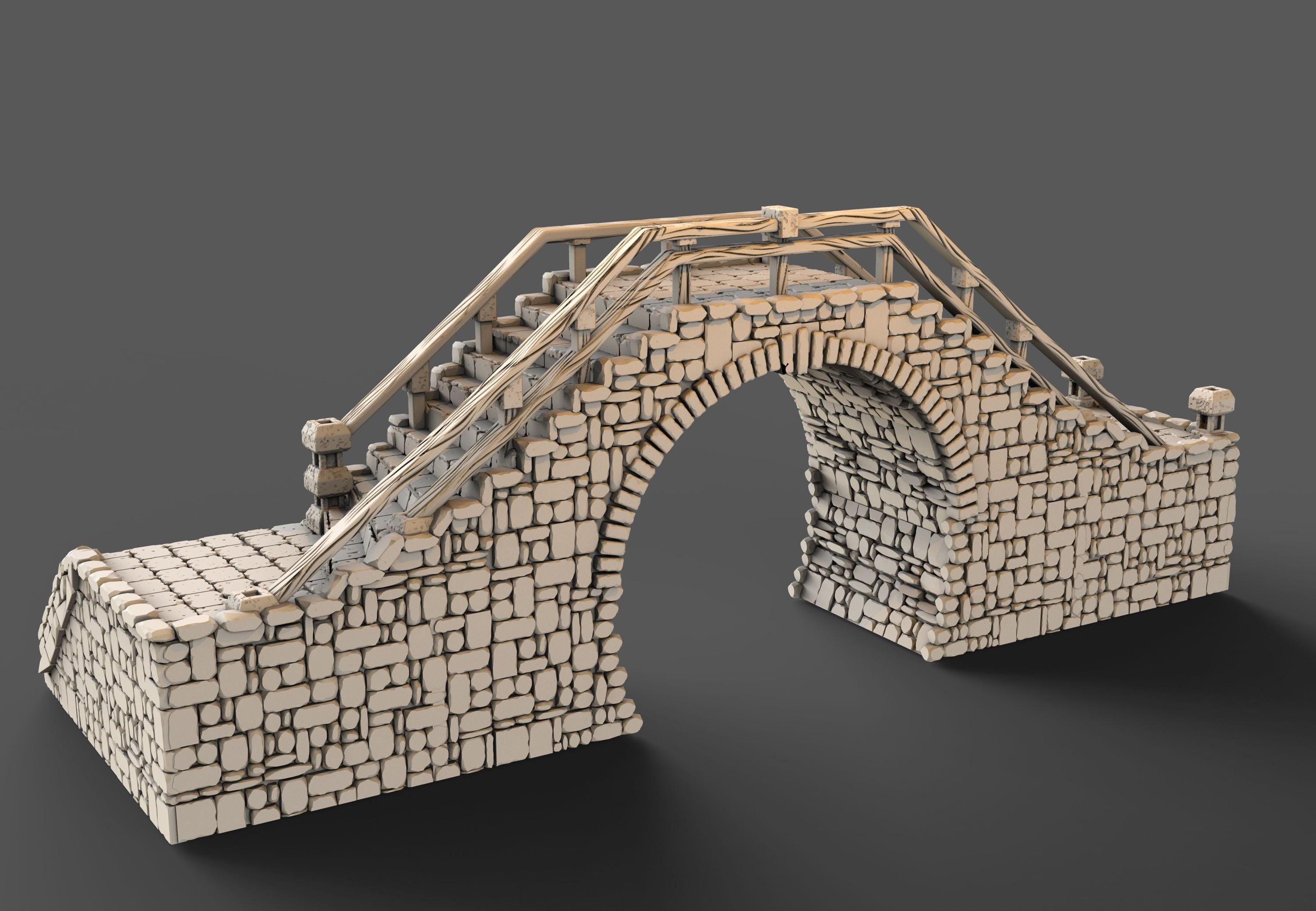 Medieval building - Bridge 35 - PLA for Oldworld, Dungeon & Dragons, Frostgrave, Age of fantasy battle skirmish wargame
