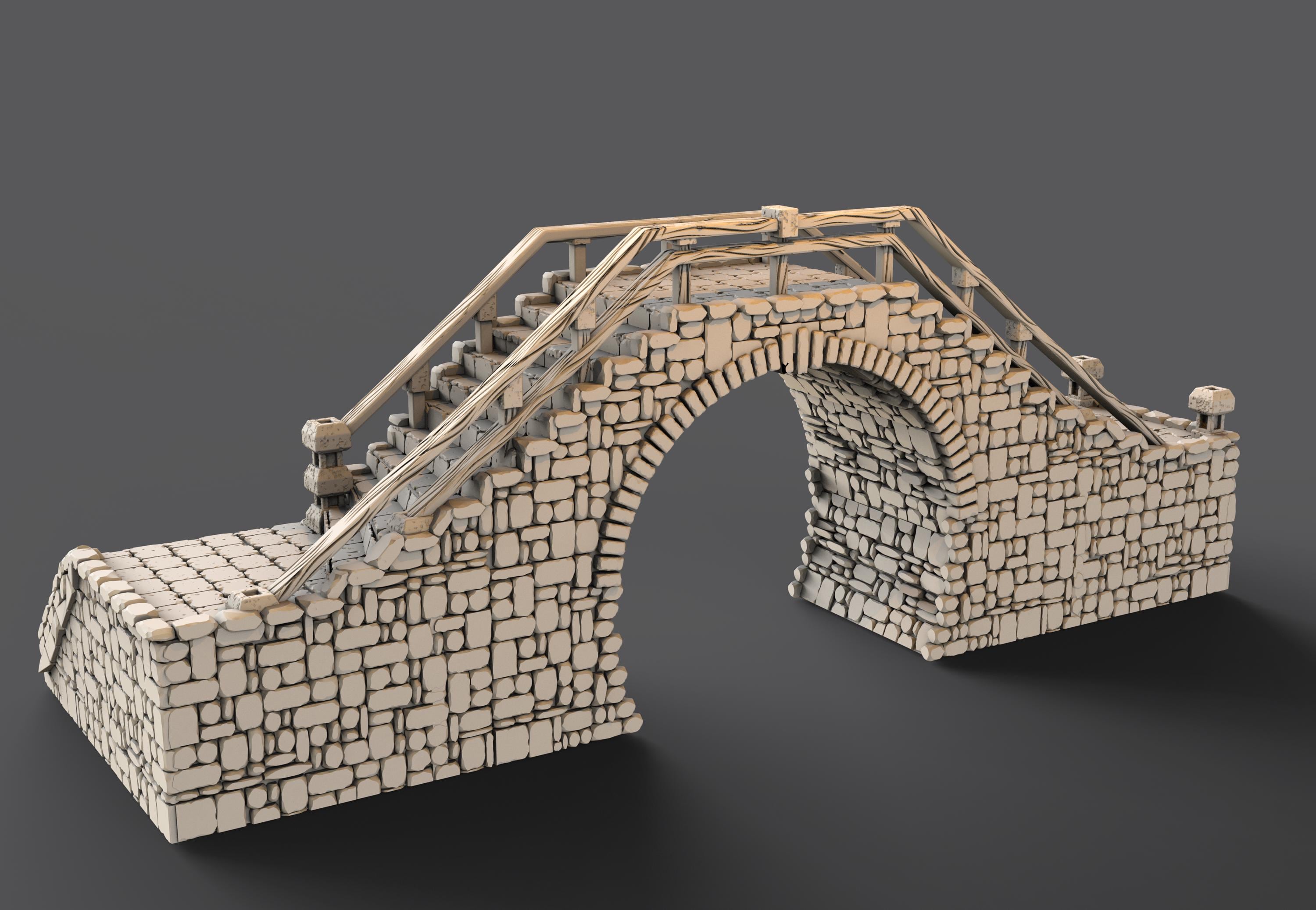 Medieval building - Bridge 35 - PLA for Oldworld, Dungeon & Dragons, Frostgrave, Age of fantasy battle skirmish wargame