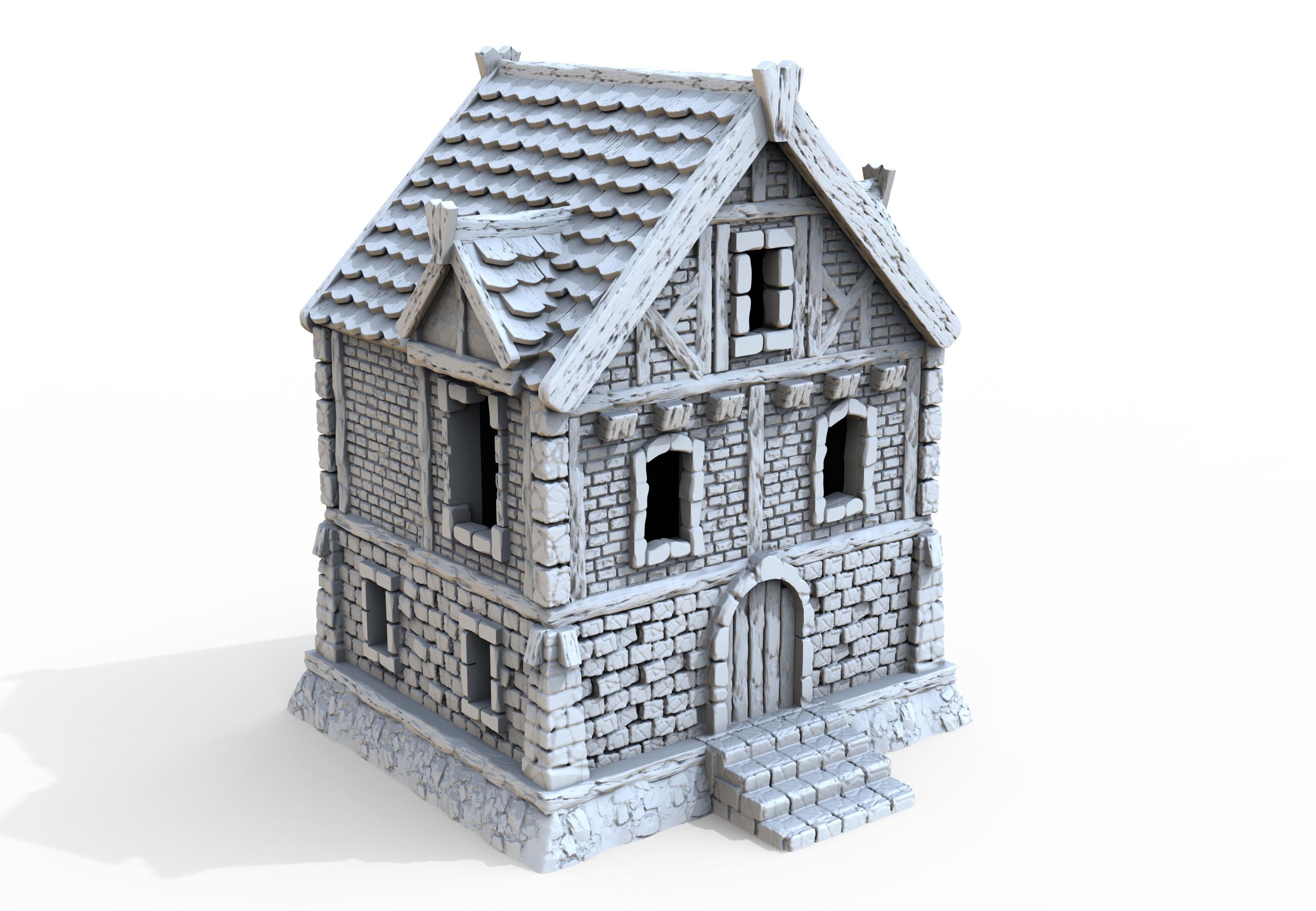 Medieval building - House 41 - PLA for Oldworld, Dungeon & Dragons, Frostgrave, Age of fantasy battle skirmish wargame
