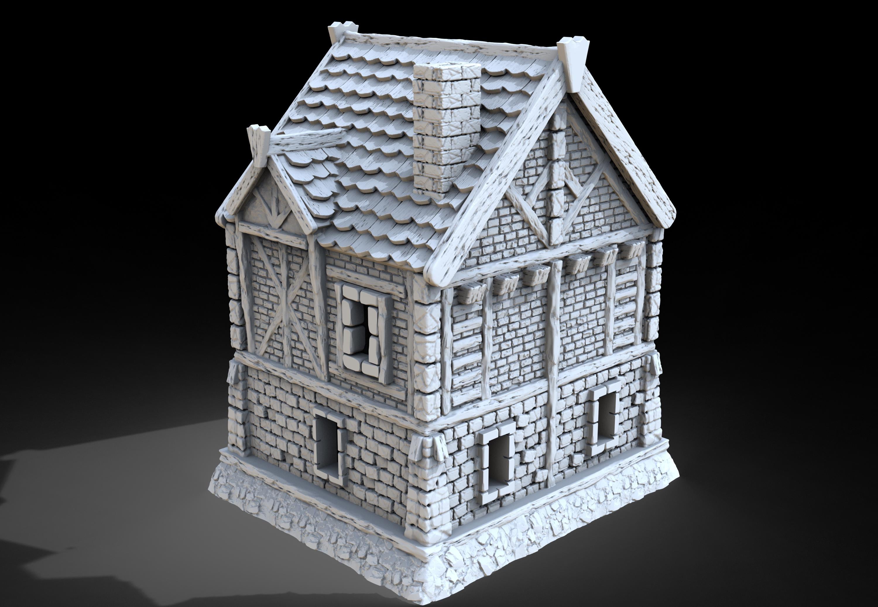 Medieval building - House 41 - PLA for Oldworld, Dungeon & Dragons, Frostgrave, Age of fantasy battle skirmish wargame