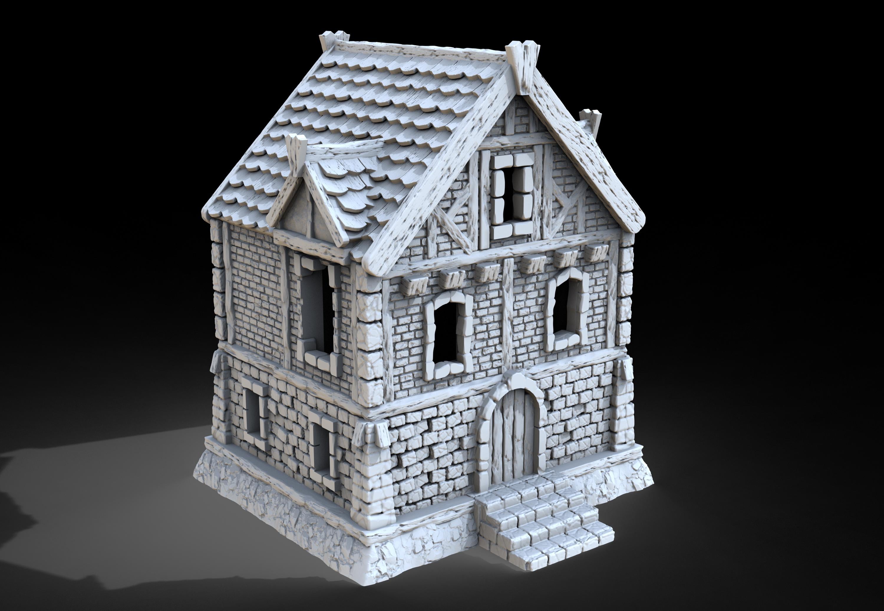 Medieval building - House 41 - PLA for Oldworld, Dungeon & Dragons, Frostgrave, Age of fantasy battle skirmish wargame