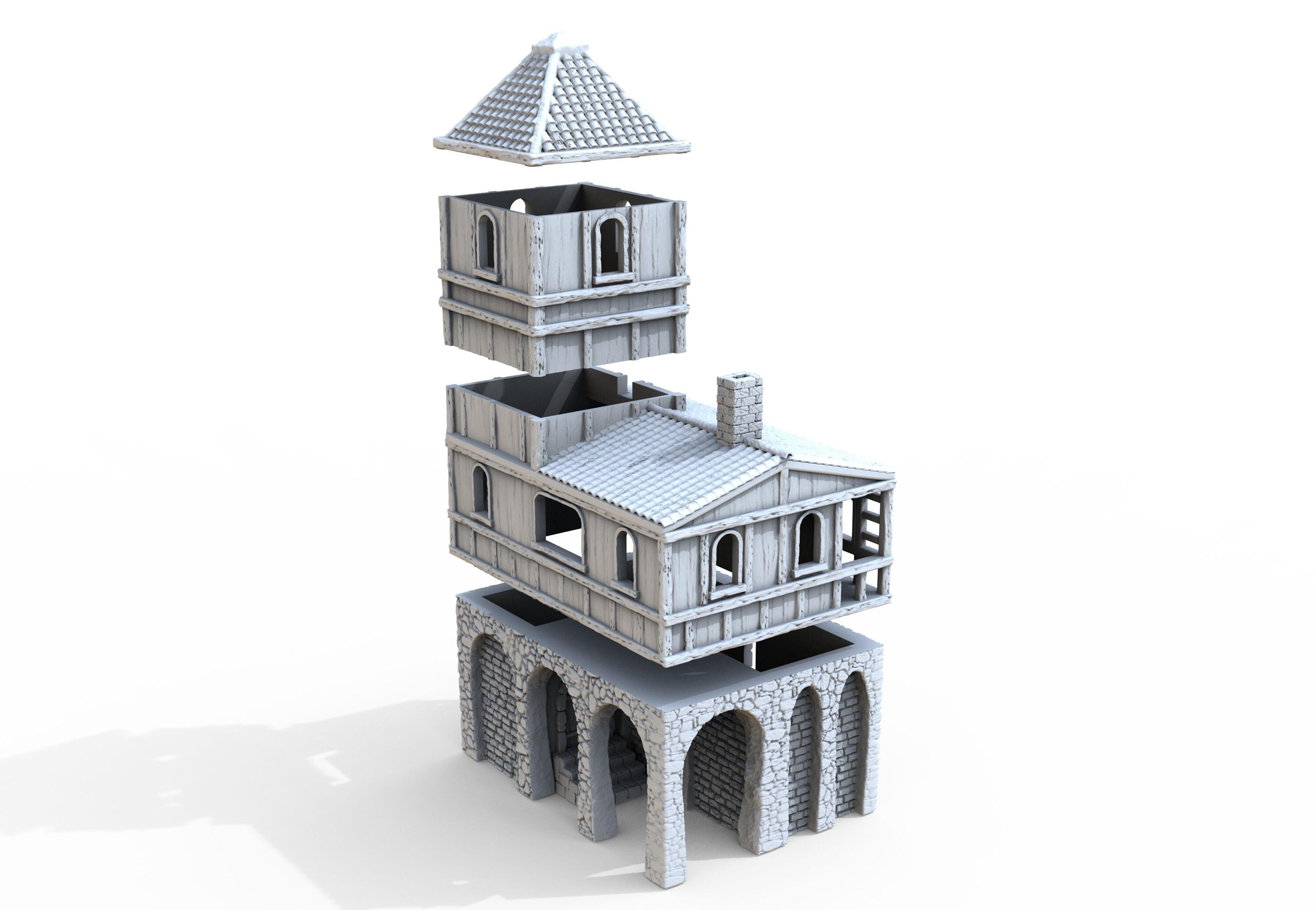Medieval building - House 42 - PLA for Oldworld, Dungeon & Dragons, Frostgrave, Age of fantasy battle skirmish wargame