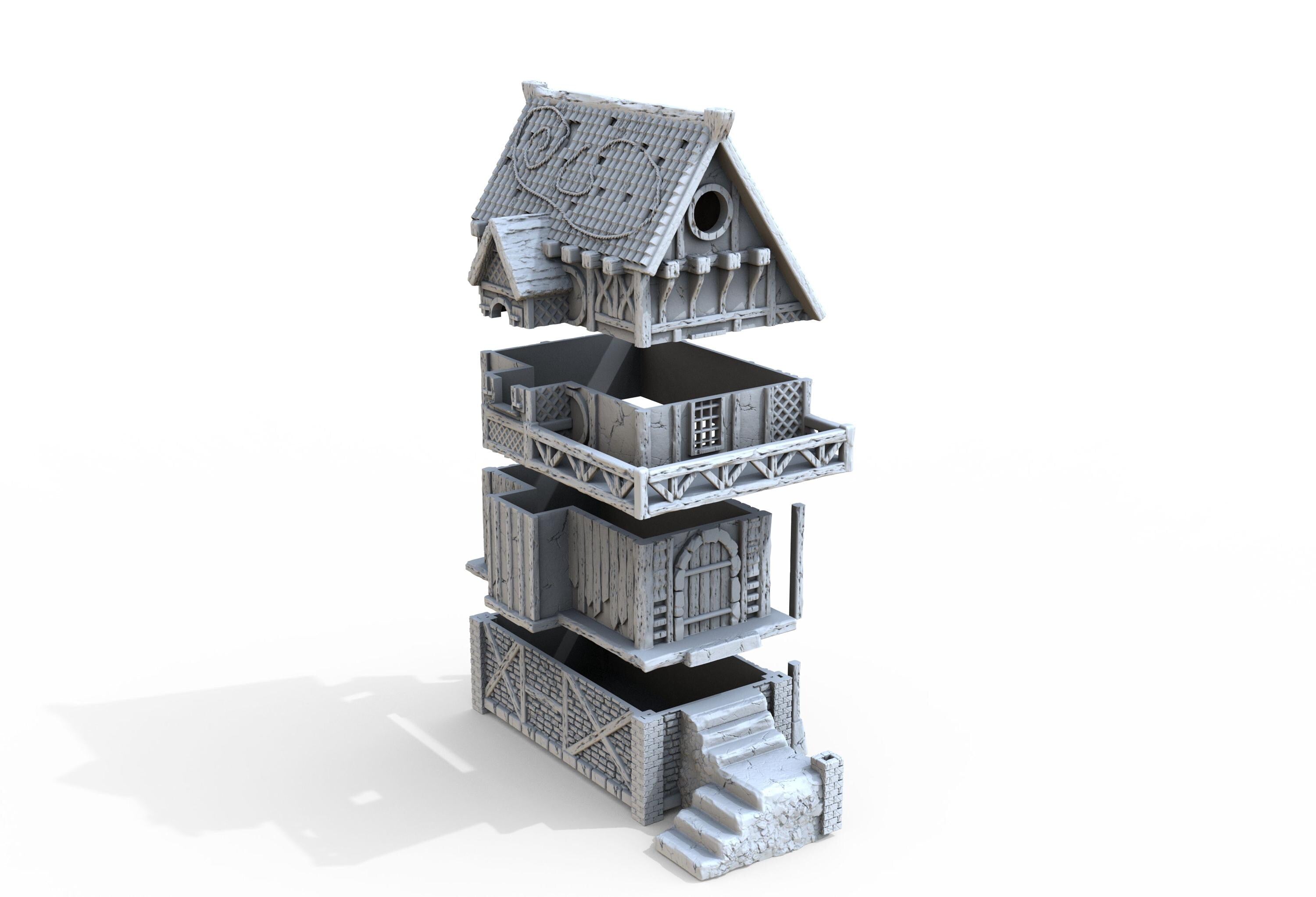 Medieval building - House 43 - PLA for Oldworld, Dungeon & Dragons, Frostgrave, Age of fantasy battle skirmish wargame