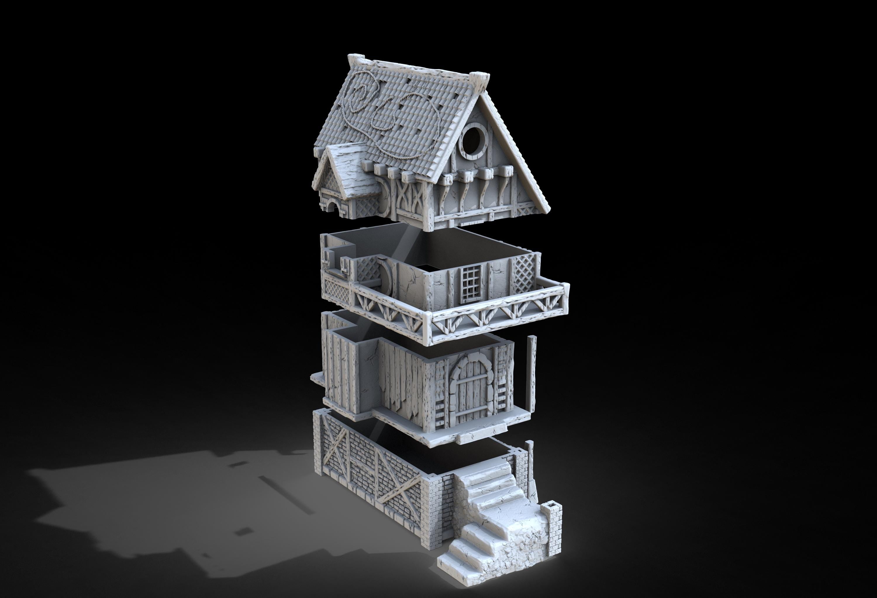 Medieval building - House 43 - PLA for Oldworld, Dungeon & Dragons, Frostgrave, Age of fantasy battle skirmish wargame