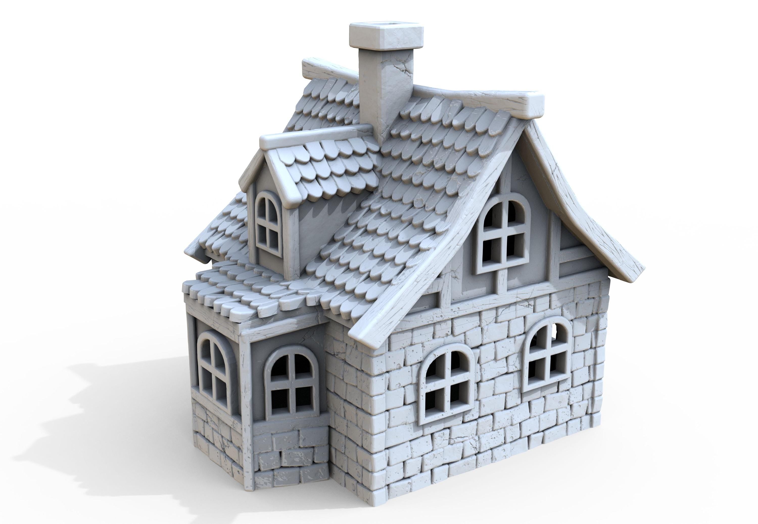 Medieval building - House 44 - PLA for Oldworld, Dungeon & Dragons, Frostgrave, Age of fantasy battle skirmish wargame