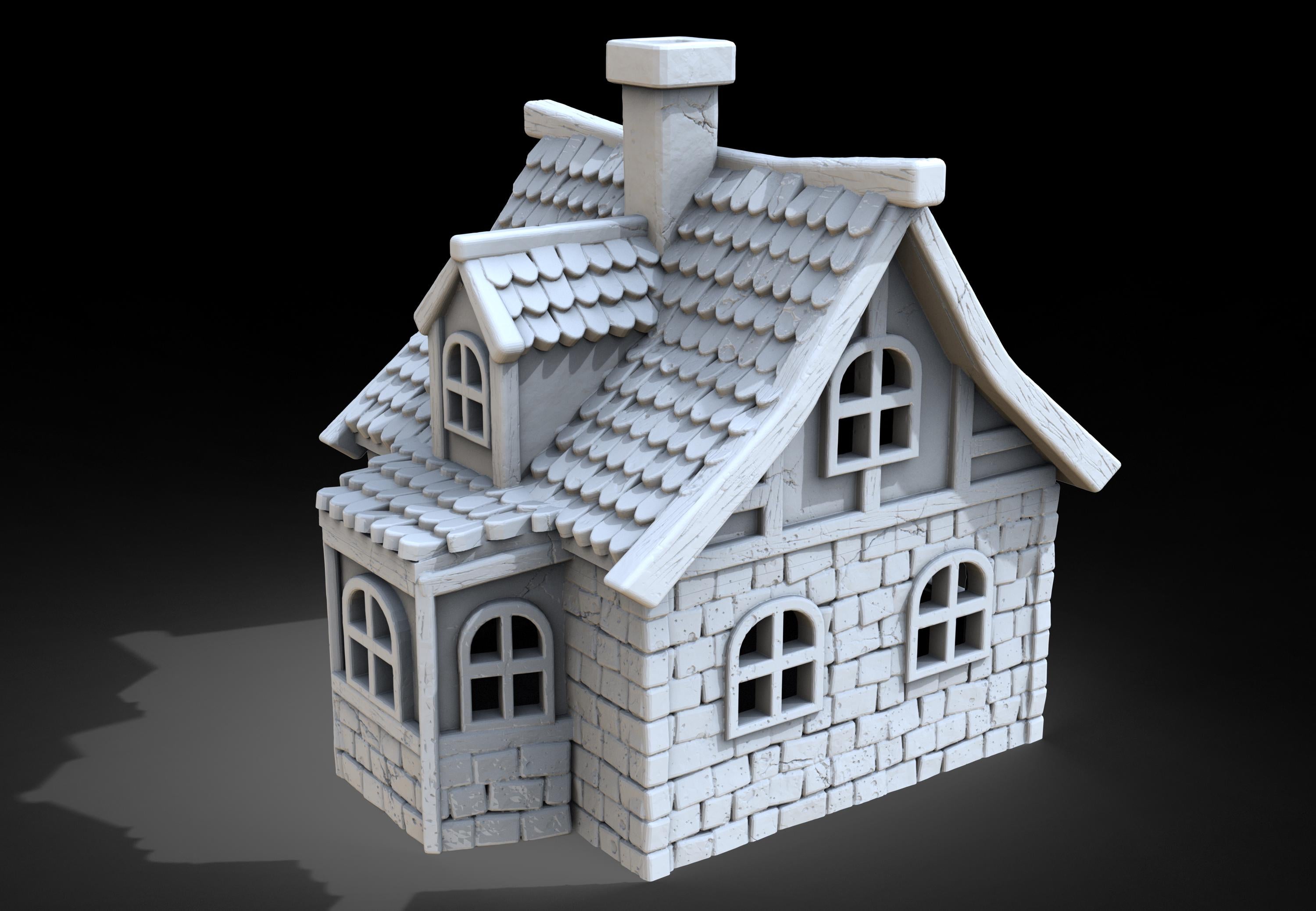 Medieval building - House 44 - PLA for Oldworld, Dungeon & Dragons, Frostgrave, Age of fantasy battle skirmish wargame