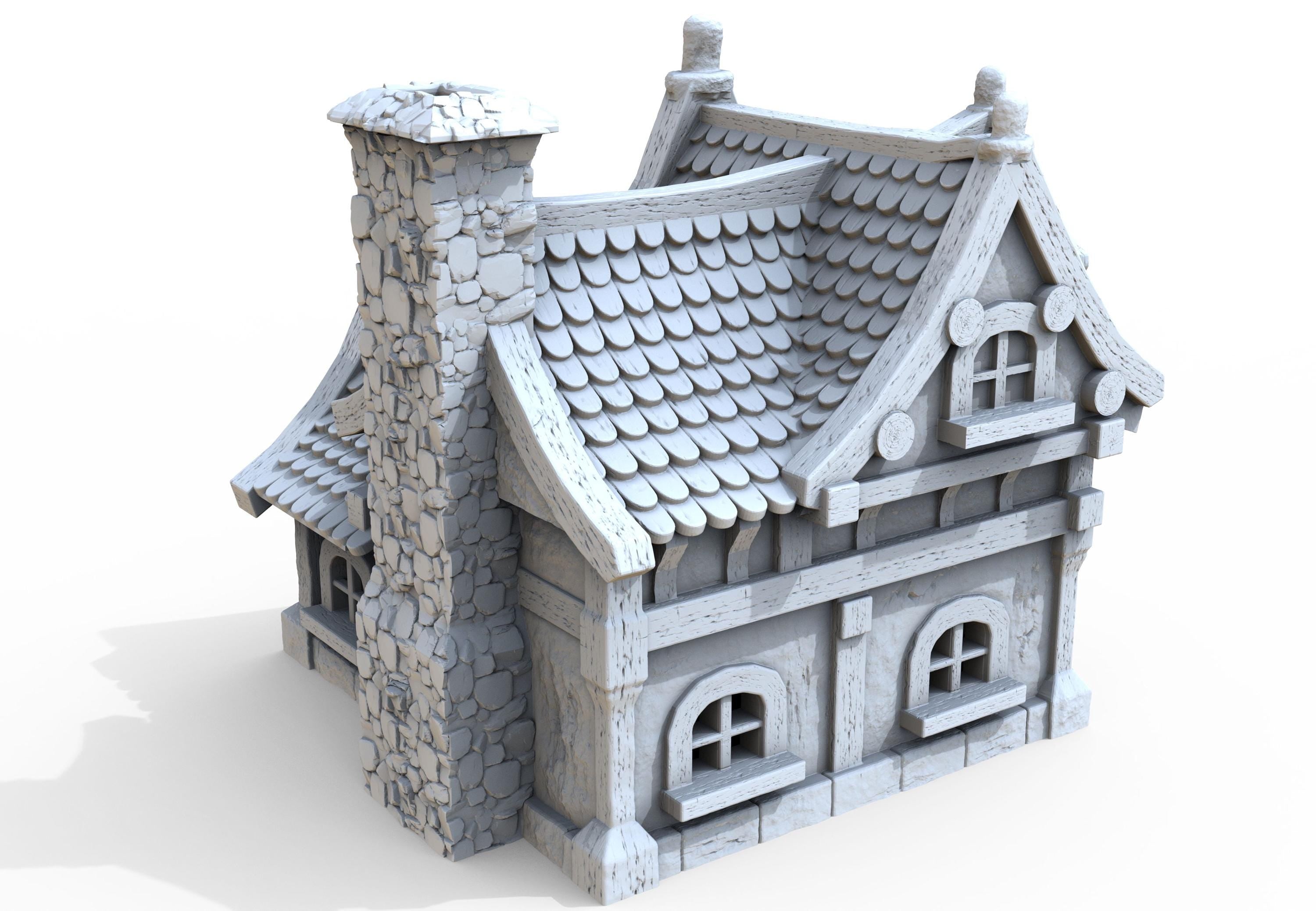 Medieval building - House 45 - PLA for Oldworld, Dungeon & Dragons, Frostgrave, Age of fantasy battle skirmish wargame