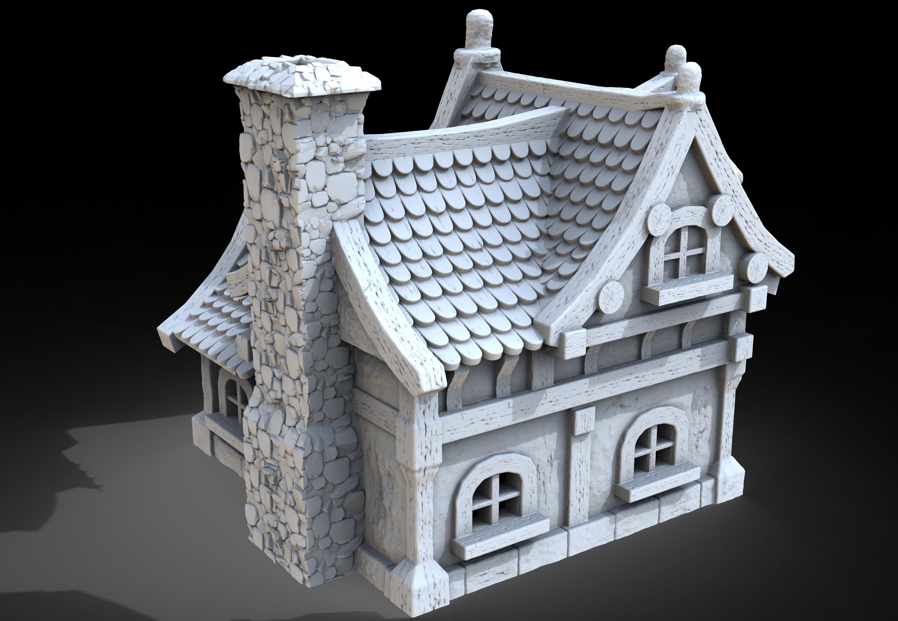 Medieval building - House 45 - PLA for Oldworld, Dungeon & Dragons, Frostgrave, Age of fantasy battle skirmish wargame