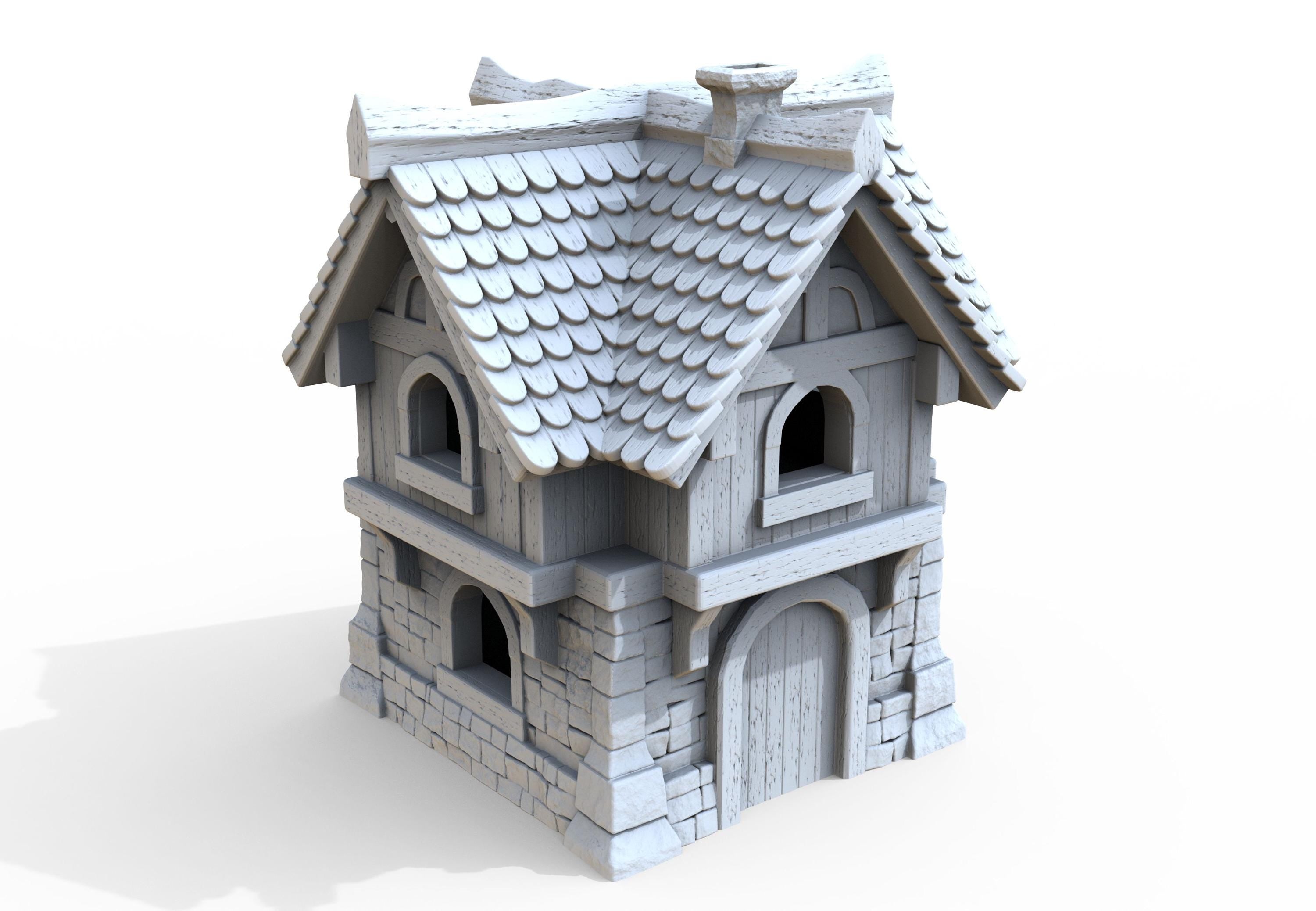 Medieval building - House 46 - PLA for Oldworld, Dungeon & Dragons, Frostgrave, Age of fantasy battle skirmish wargame
