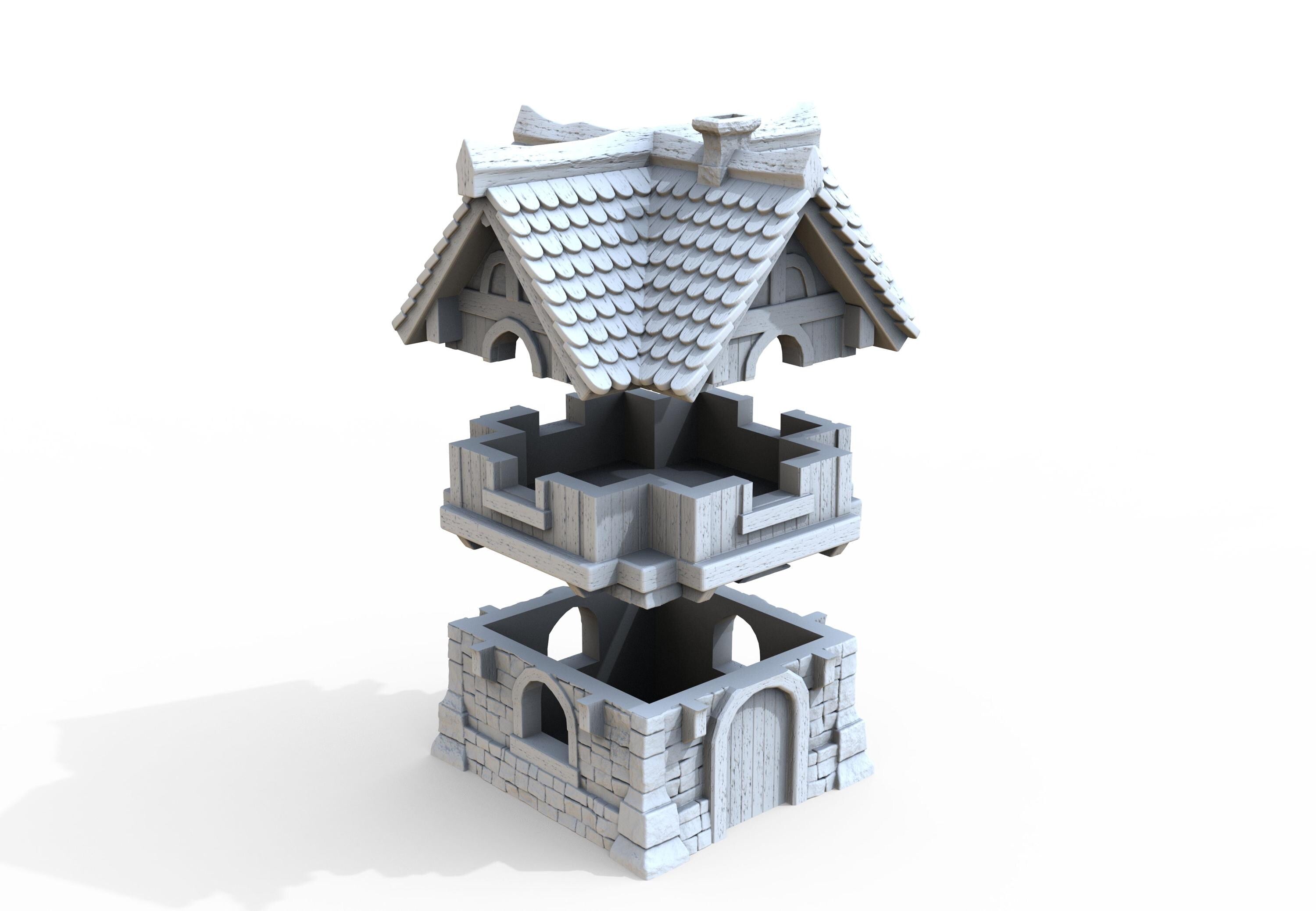 Medieval building - House 46 - PLA for Oldworld, Dungeon & Dragons, Frostgrave, Age of fantasy battle skirmish wargame