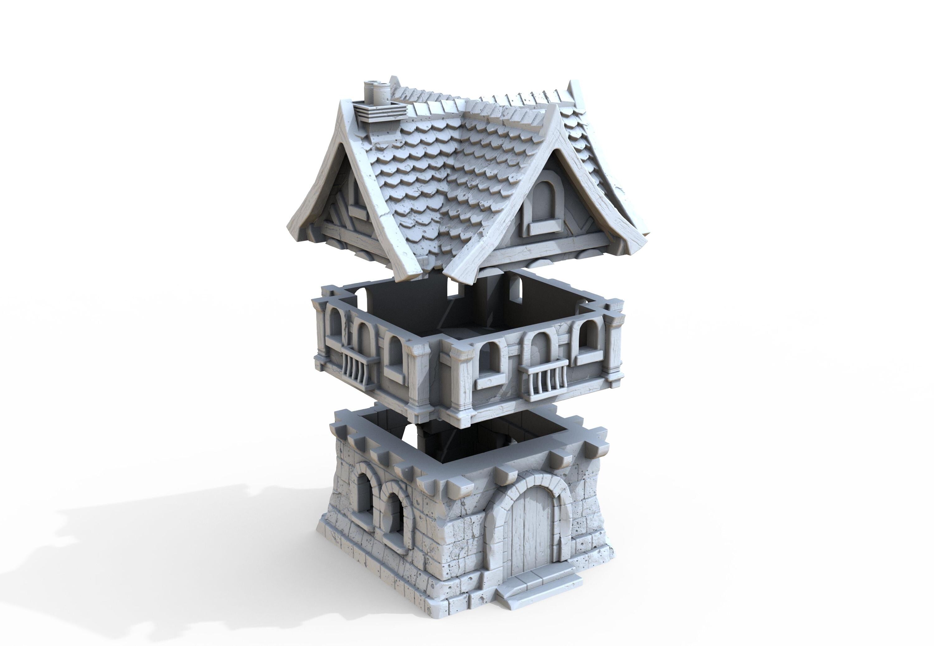 Medieval building - House 47 - PLA for Oldworld, Dungeon & Dragons, Frostgrave, Age of fantasy battle skirmish wargame