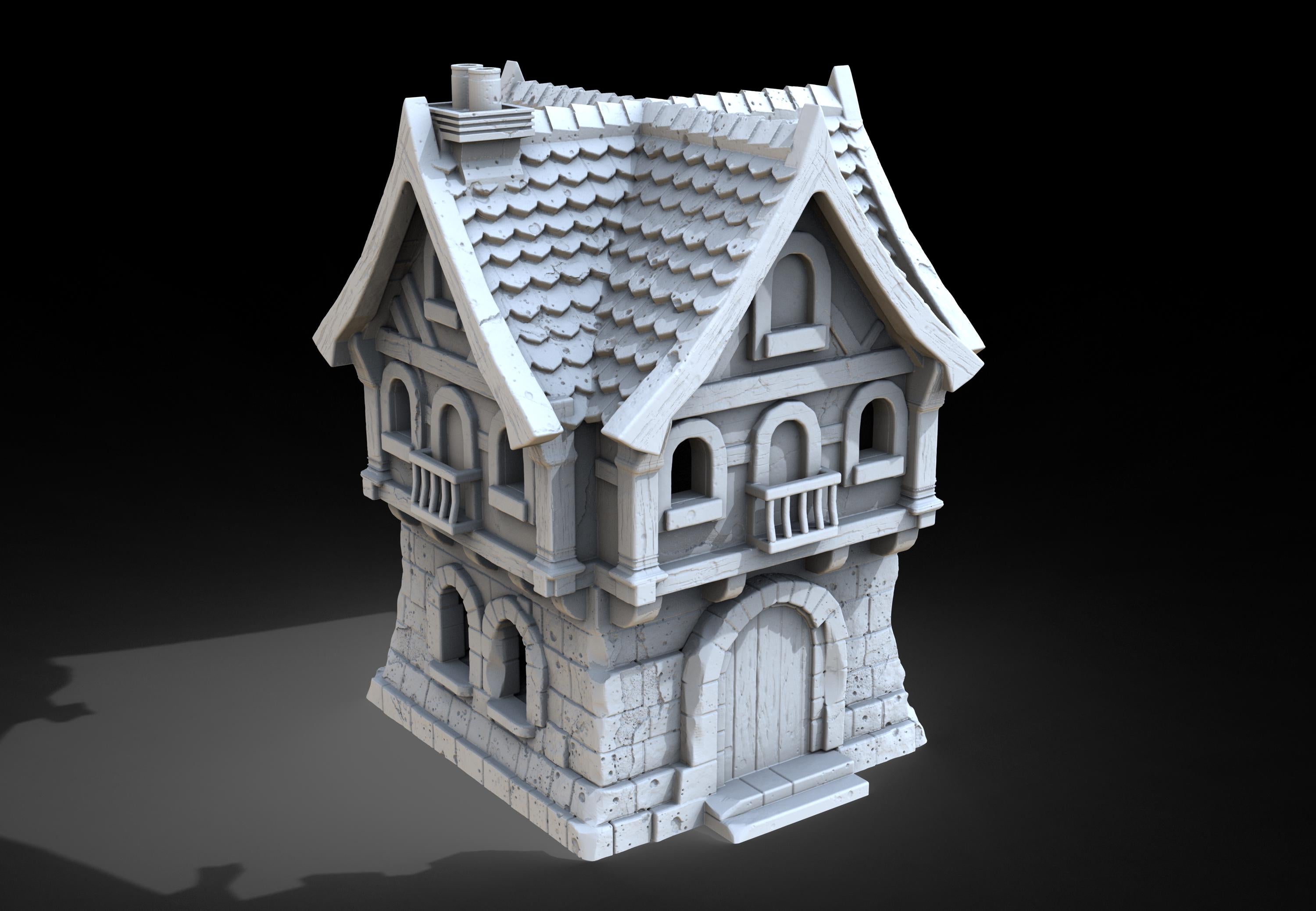 Medieval building - House 47 - PLA for Oldworld, Dungeon & Dragons, Frostgrave, Age of fantasy battle skirmish wargame