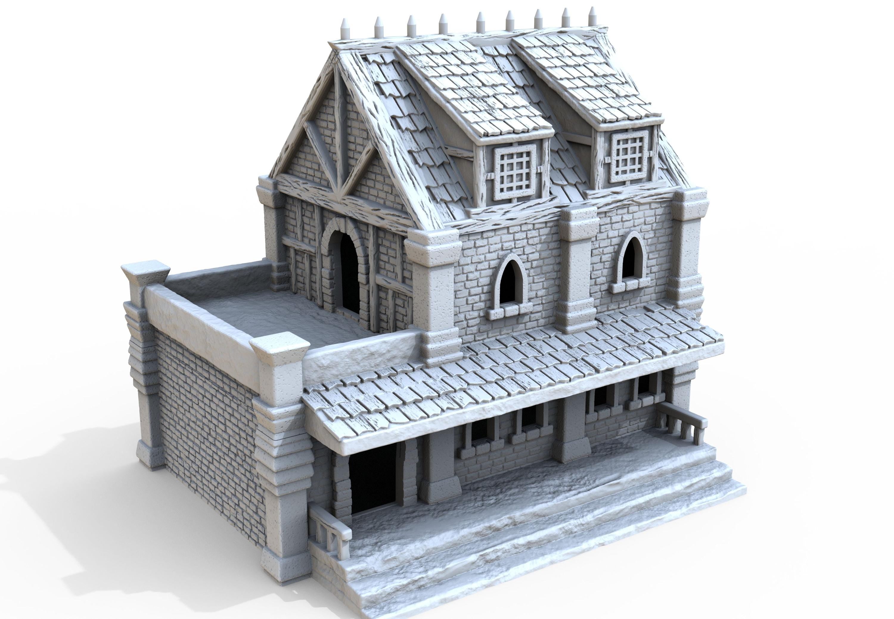 Medieval building - House 48 - PLA for Oldworld, Dungeon & Dragons, Frostgrave, Age of fantasy battle skirmish wargame
