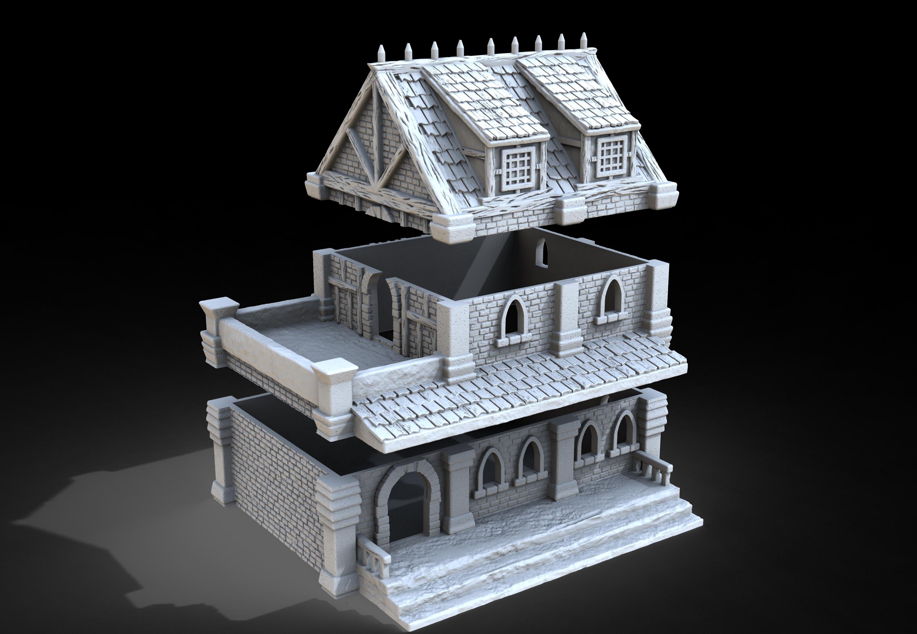 Medieval building - House 48 - PLA for Oldworld, Dungeon & Dragons, Frostgrave, Age of fantasy battle skirmish wargame