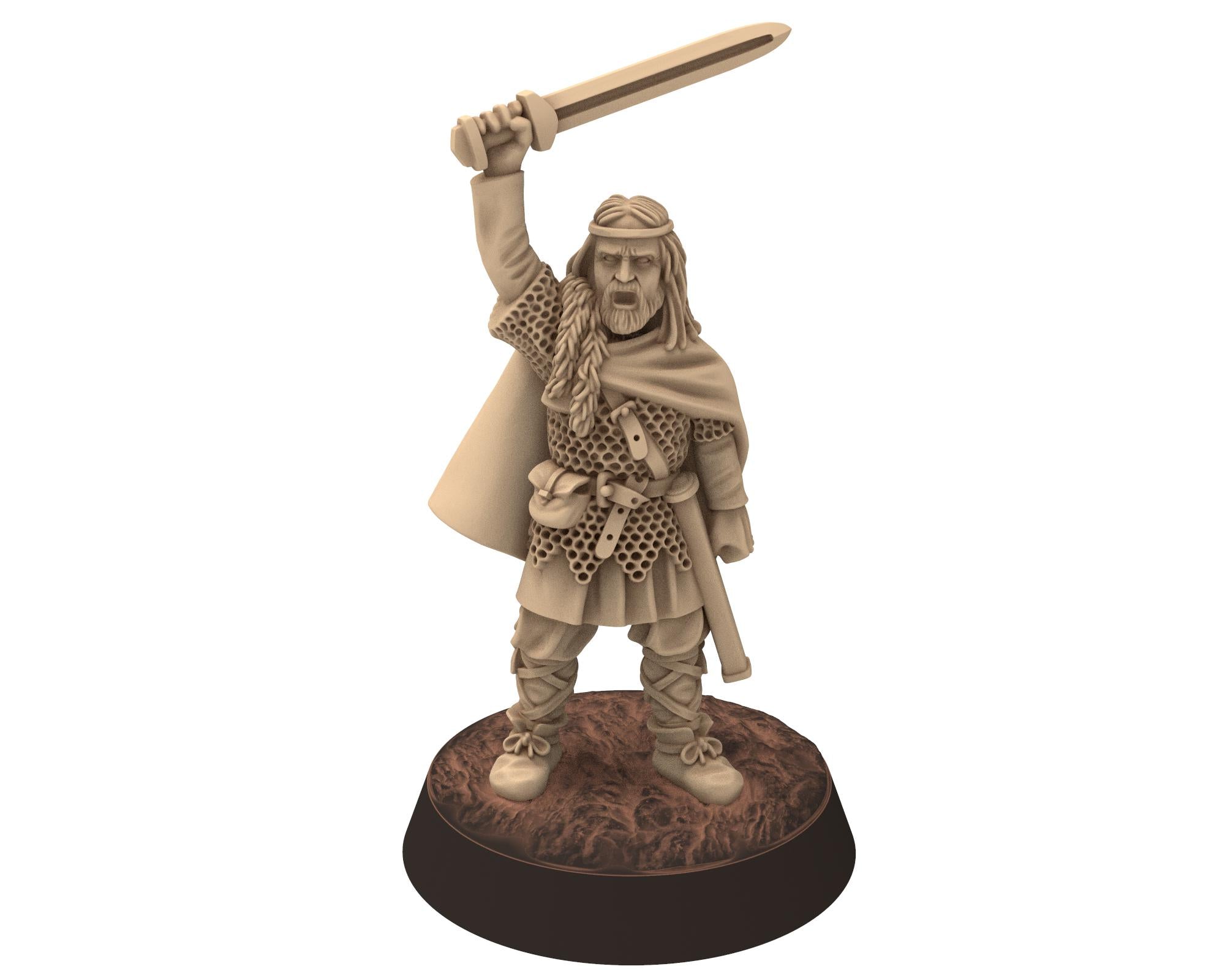 Vendel Era - Finn Hero Mounted and on foot, Germanic Tribe Warband, 7 century, miniatures 28mm for wargame Historical... Medbury miniature