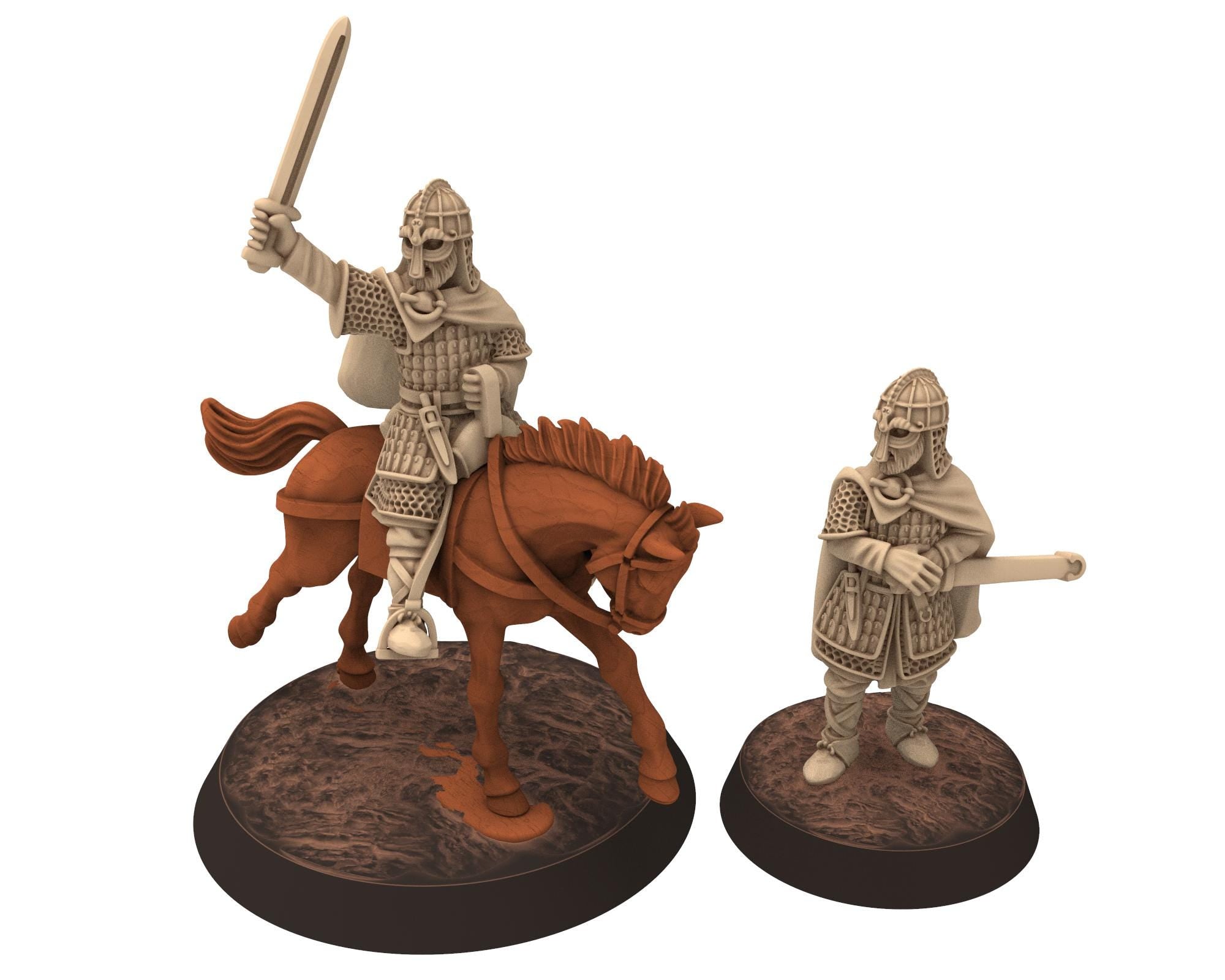 Vendel Era - Frioiwulf Hero Mounted and foot, Germanic Tribe Warband, 7 century, miniatures 28mm for wargame Historical... Medbury miniature