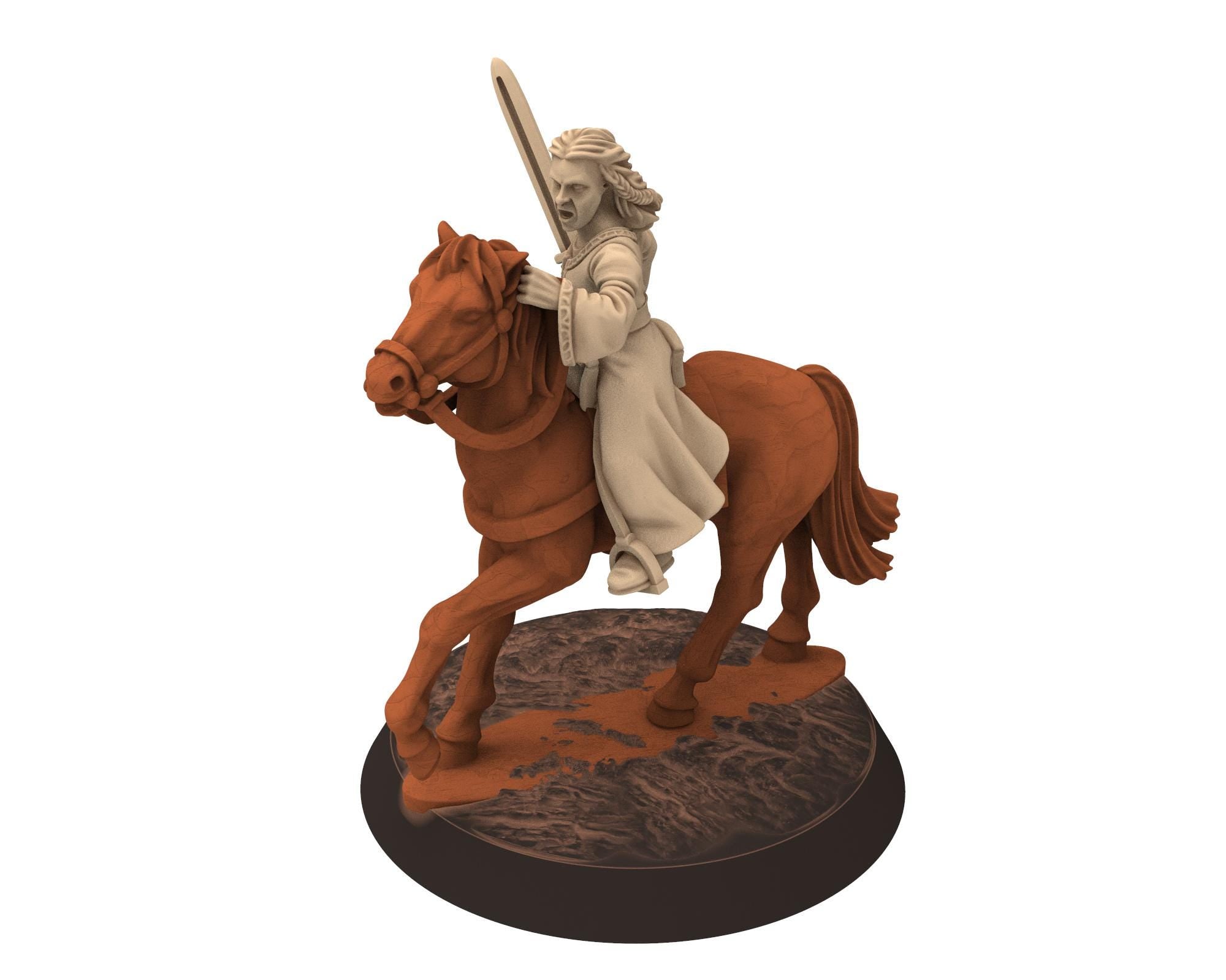 Vendel Era - Heroine Mounted and on foot, Germanic Tribe Warband, 7 century, miniatures 28mm for wargame Historical... Medbury miniature