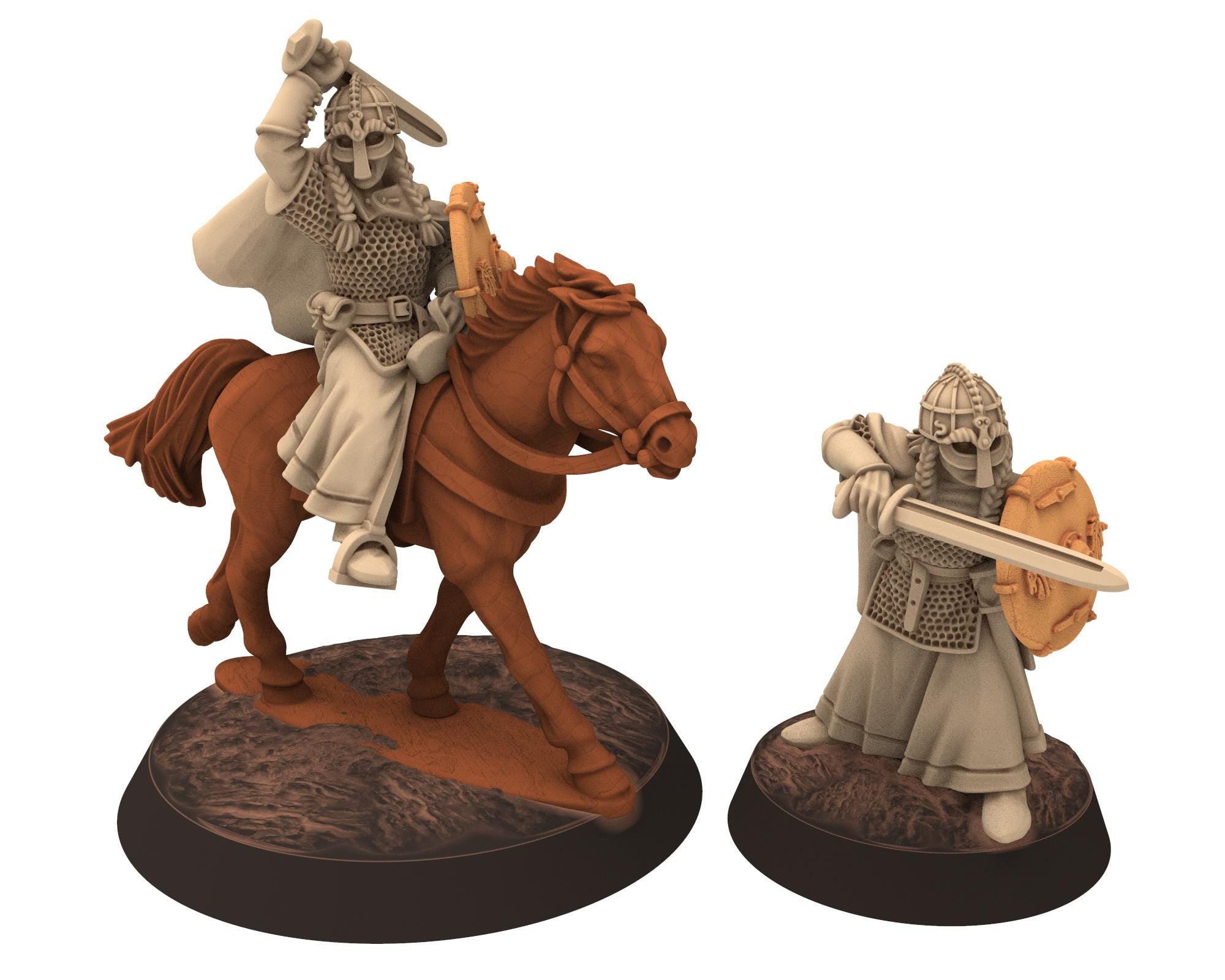 Vendel Era - Venerable Shield Maiden Mounted and on foot, Germanic Tribe Warband miniatures 28mm for wargame Historical... Medbury miniature