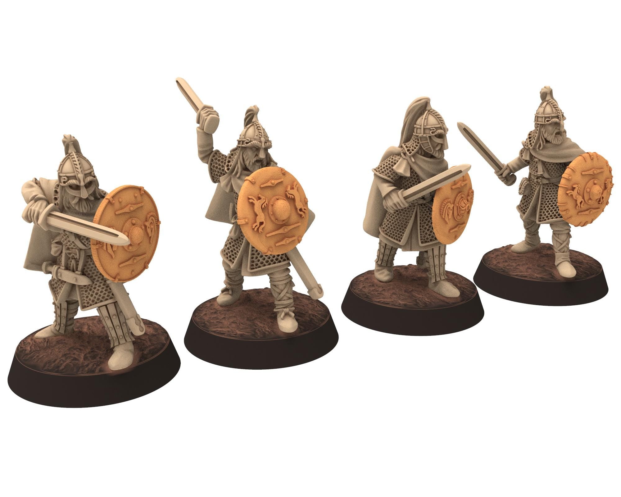 Vendel Era - Thanes Swordmen mounted, Jutish Tribe Riders Warband, 6-8th century, miniatures 28mm wargame Historical... Medbury miniature