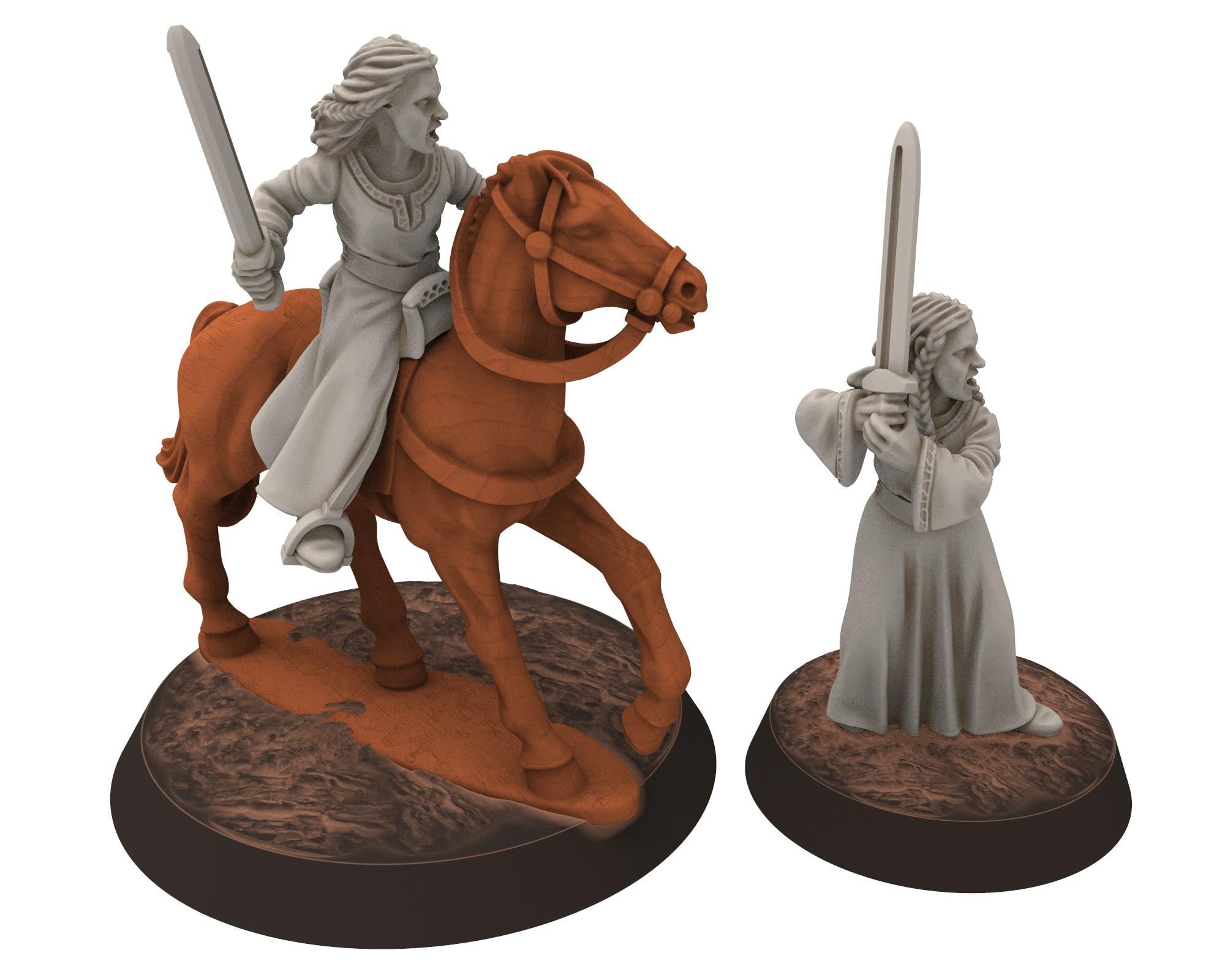 Rohan - Venerable Shield Maiden Dunwine Heroine of Rohan, the Horse-lords of the mark, minis for wargame D&D, Lotr... Medbury miniatures