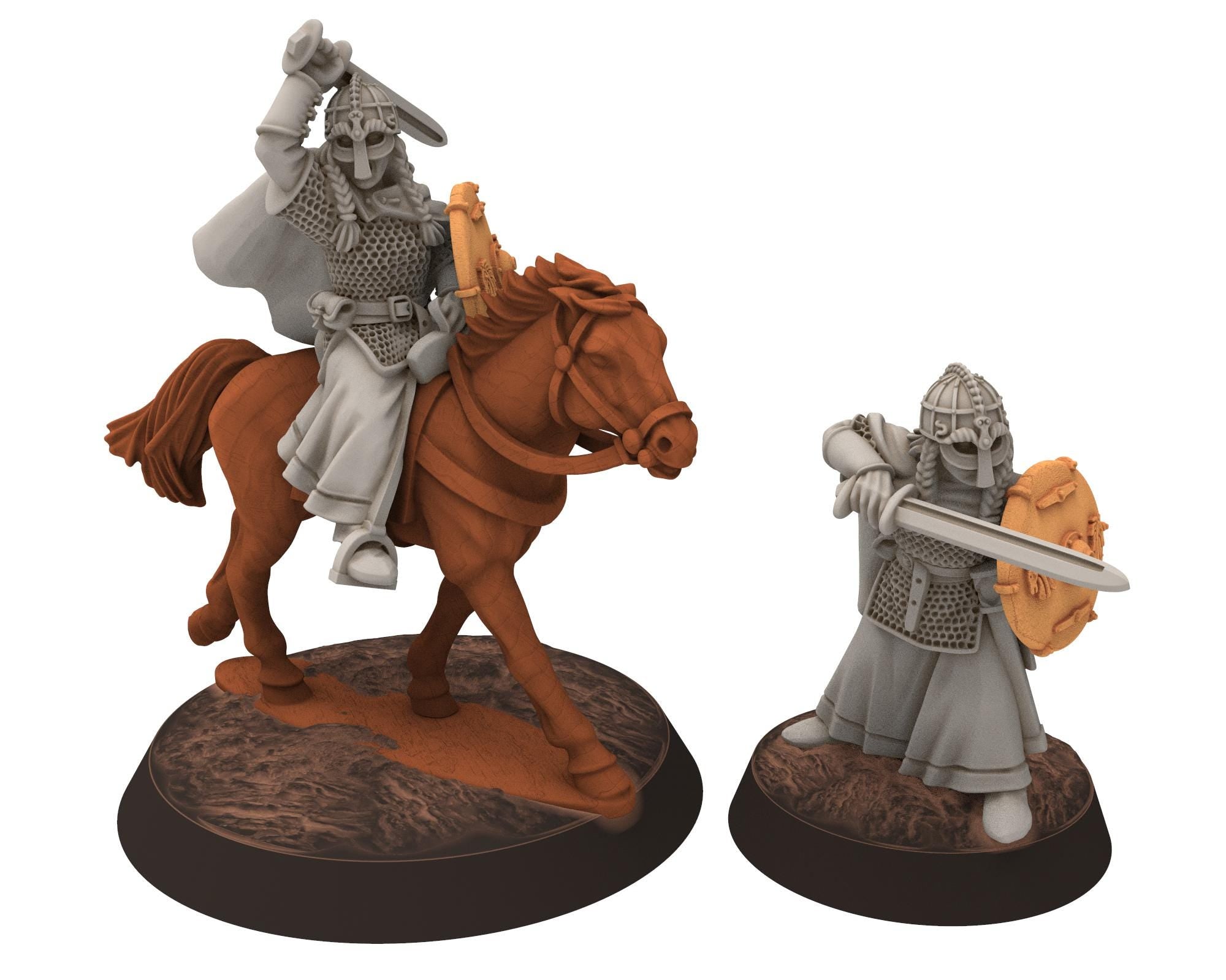 Rohan - Dunwine Heroine of Rohan, the Horse-lords, rider of the mark, minis for wargame D&D, Lotr... Medbury miniatures