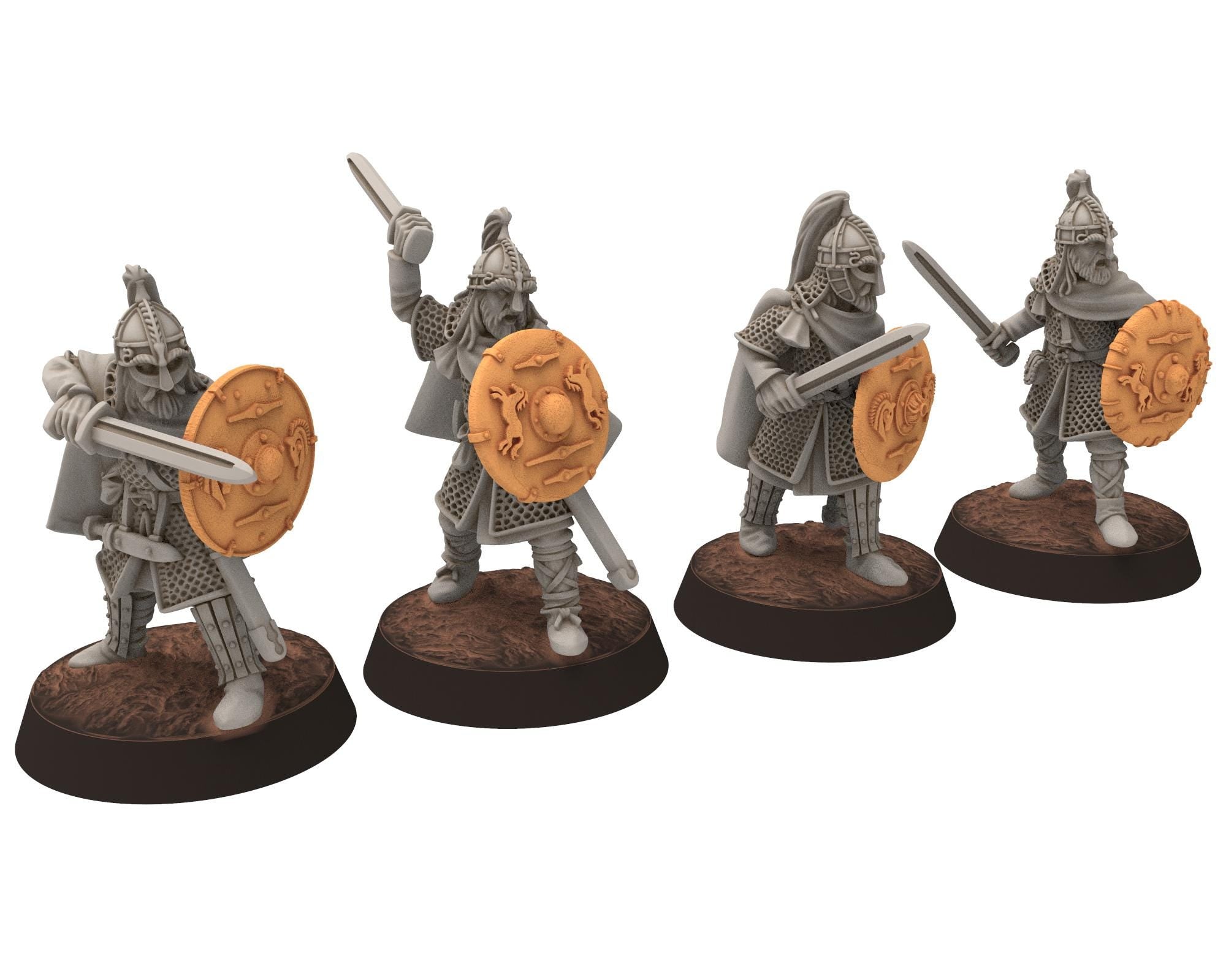 Rohan - Royal Bodyguards Spearmen on foot, Knight of Rohan, the Horse-lords of the mark, minis for wargame D&D, Lotr... Medbury miniatures