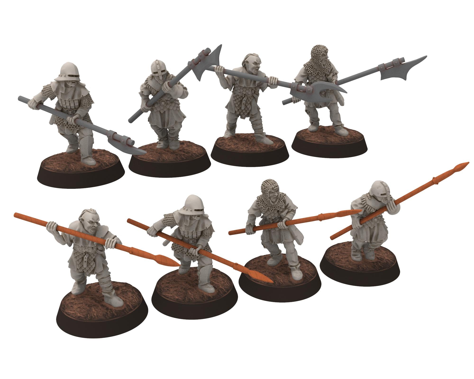 Orcs horde - Orc Spearman infantry, Orc warriors warband, Middle rings miniatures for wargame D&D, Lotr... Medbury miniatures
