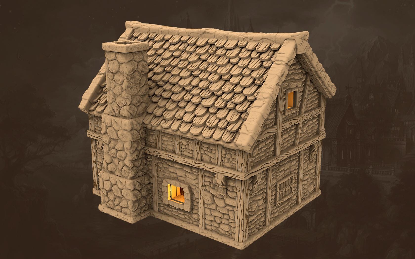 Taverns of the Twilight Tract - House A1 - PLA for Oldworld, Dungeon & Dragons, Frostgrave, Age of fantasy battle skirmish wargame