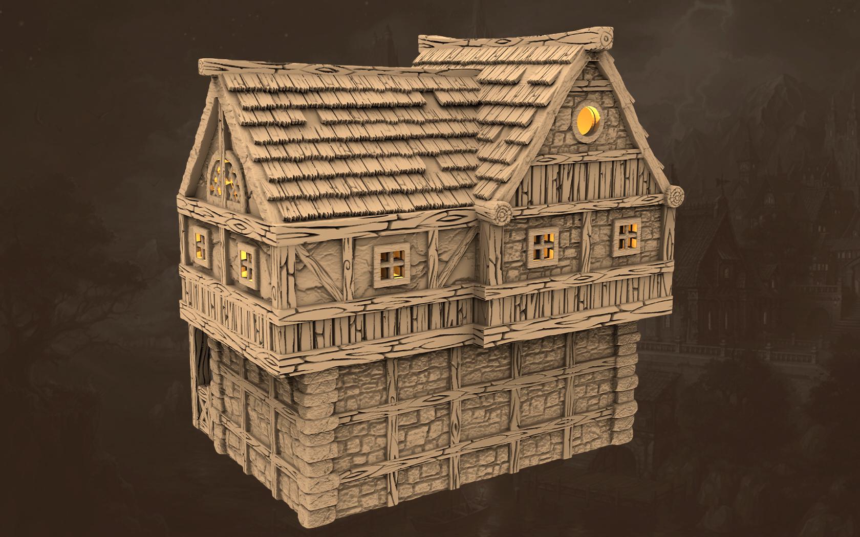 Taverns of the Twilight Tract - House A2 - PLA for Oldworld, Dungeon & Dragons, Frostgrave, Age of fantasy battle skirmish wargame