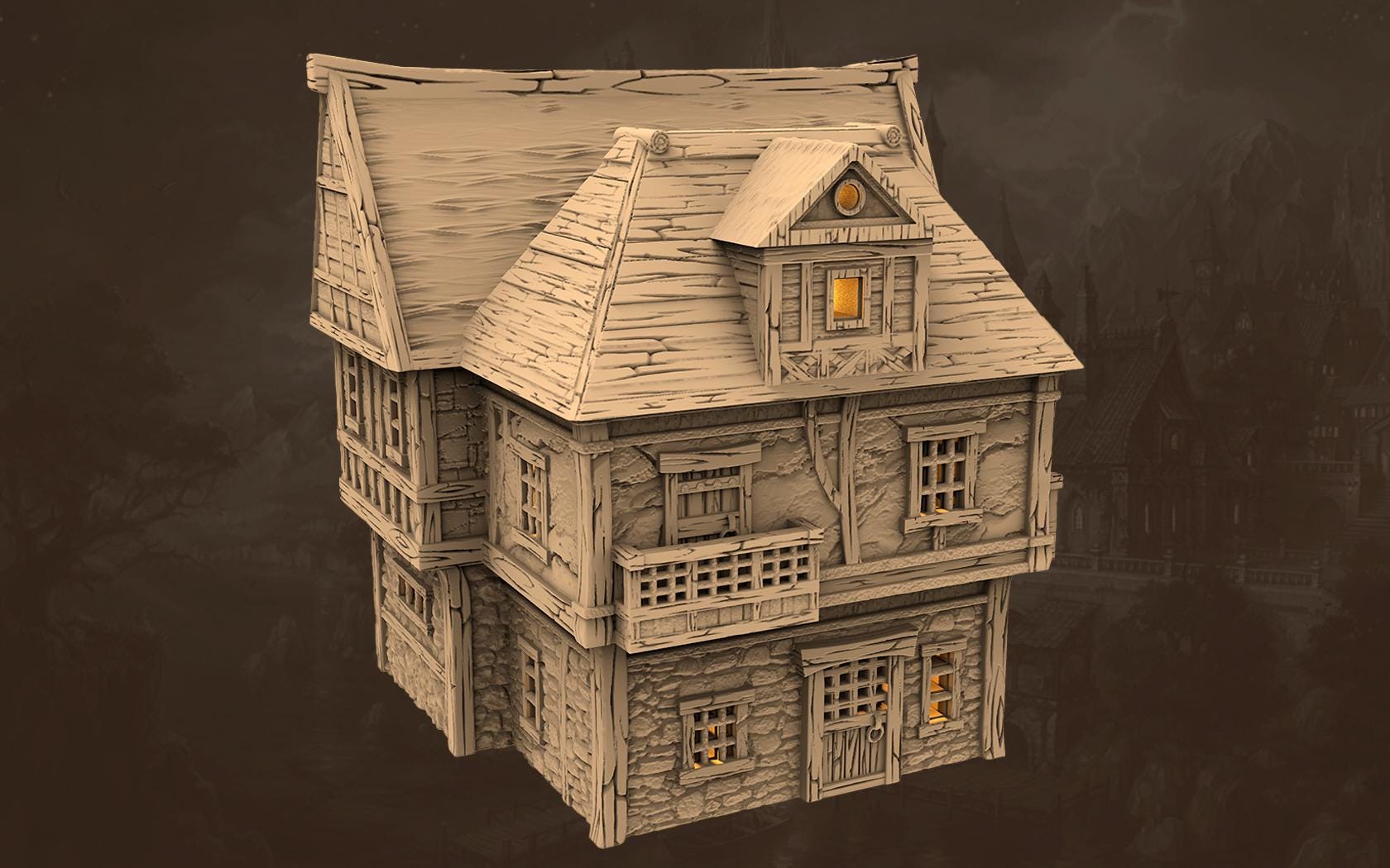 Taverns of the Twilight Tract - House A3 - PLA for Oldworld, Dungeon & Dragons, Frostgrave, Age of fantasy battle skirmish wargame