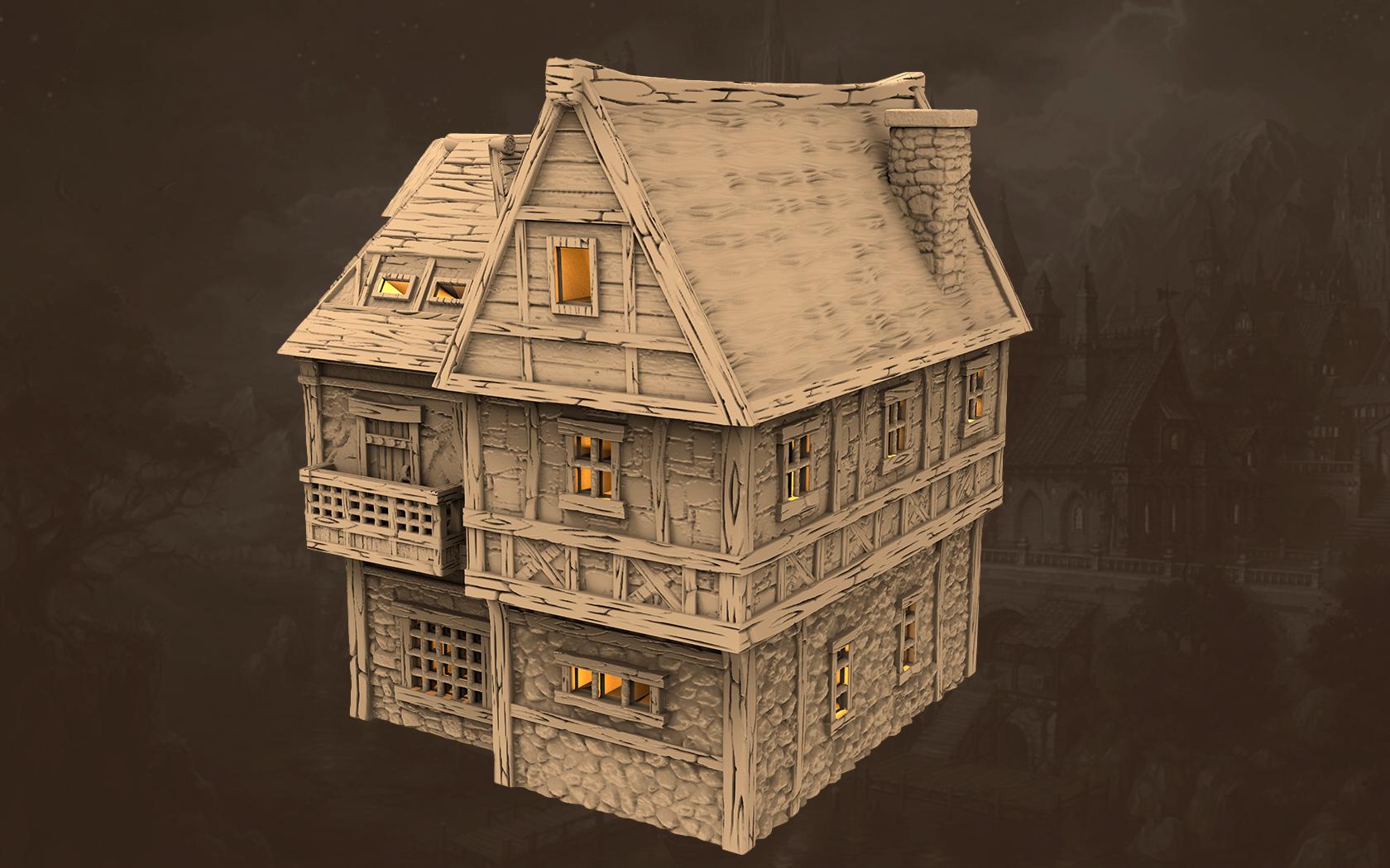 Taverns of the Twilight Tract - House A3 - PLA for Oldworld, Dungeon & Dragons, Frostgrave, Age of fantasy battle skirmish wargame