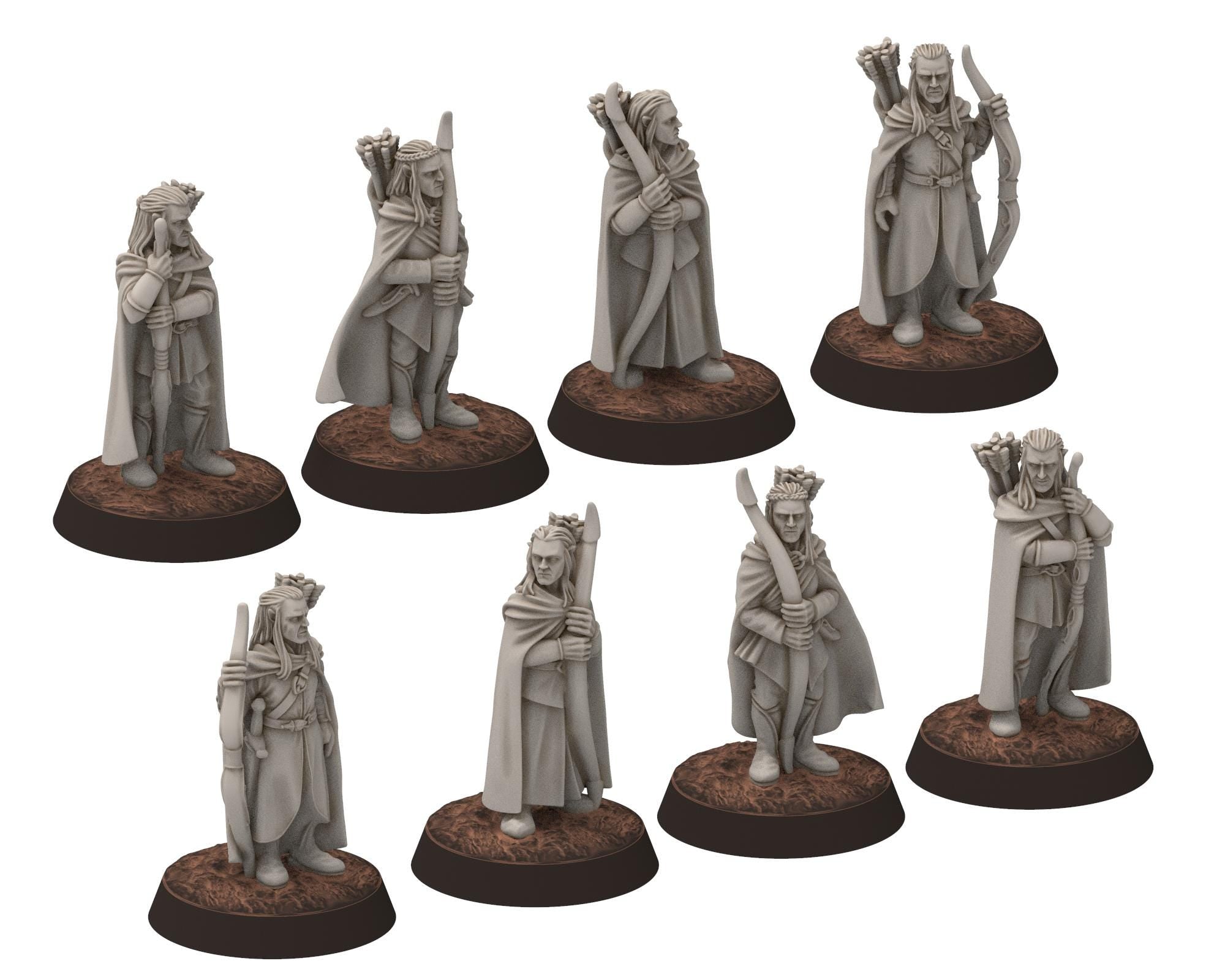 Darkwood - Elven Milita with Bows, Shooting, Sylvan Eldar Kingdom, Middle rings miniatures for wargame D&D, LOTR, Medbury miniatures