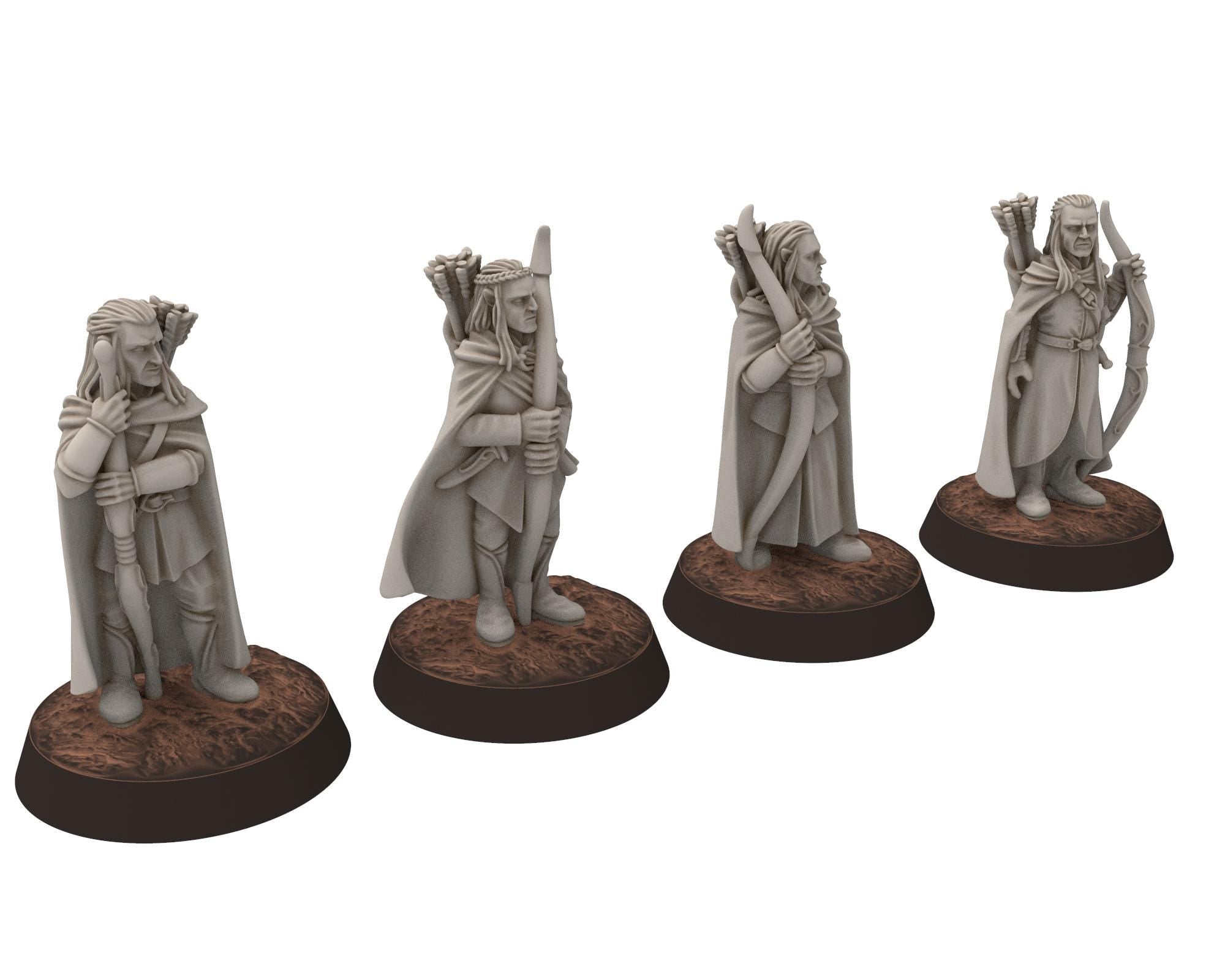 Darkwood - Elven Milita with Bows, Shooting, Sylvan Eldar Kingdom, Middle rings miniatures for wargame D&D, LOTR, Medbury miniatures
