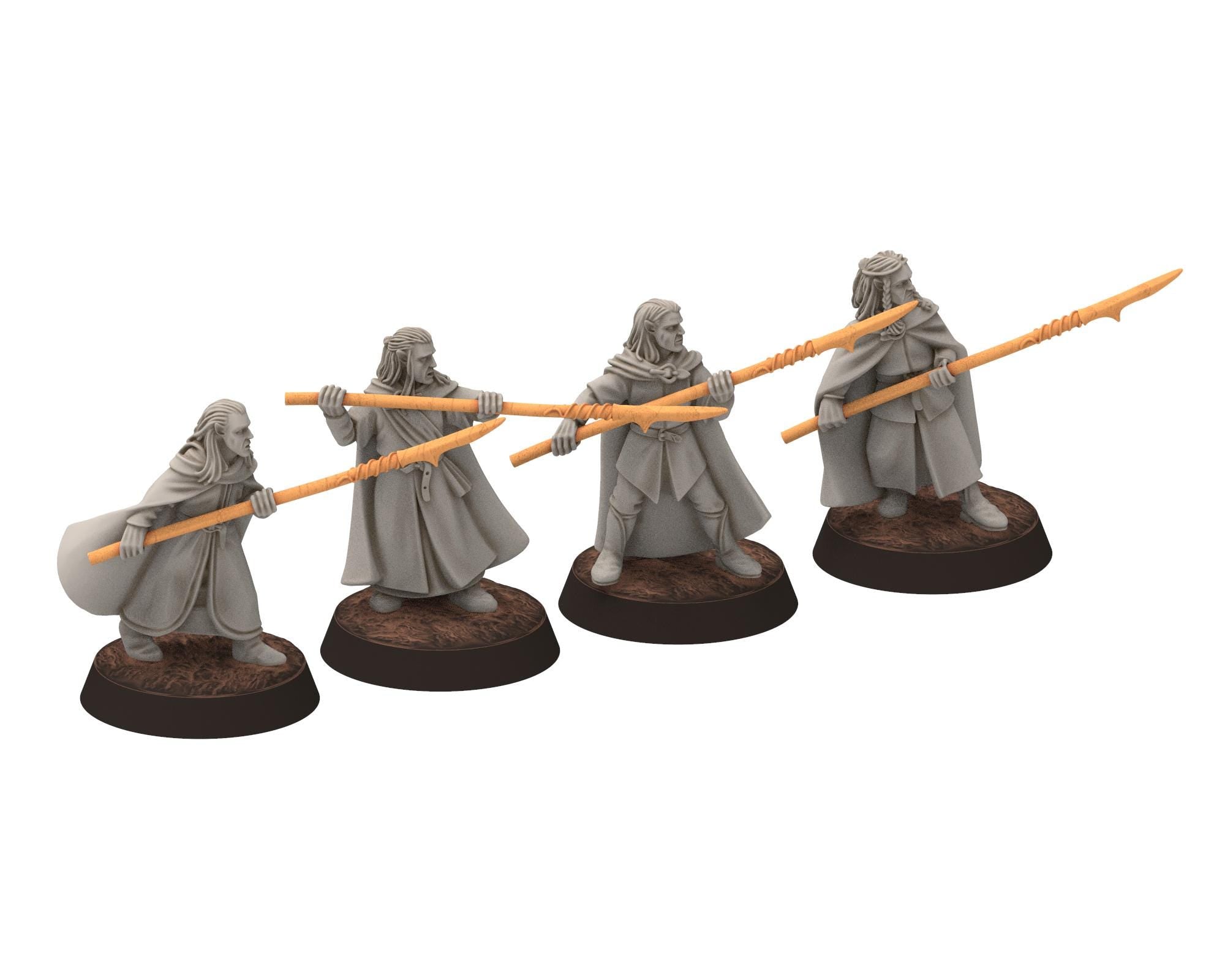 Darkwood - Elven Milita with Spears, Full unit, Sylvan Eldar Kingdom, Middle rings miniatures for wargame D&D, LOTR, Medbury miniatures