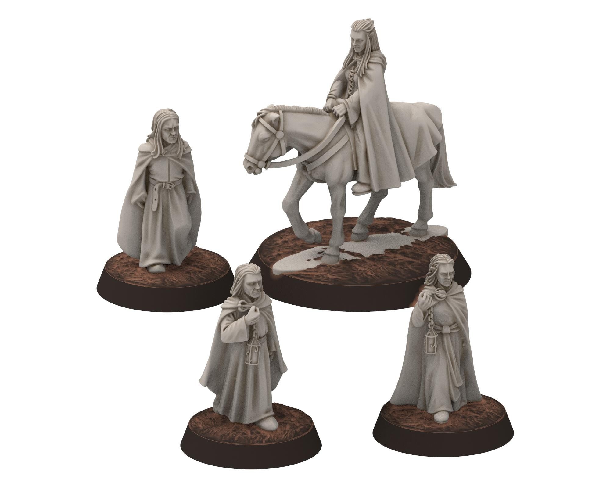 Darkwood - Elven Travelers, Sylvan Eldar Kingdom, Middle rings miniatures for wargame D&D, LOTR, Medbury miniatures