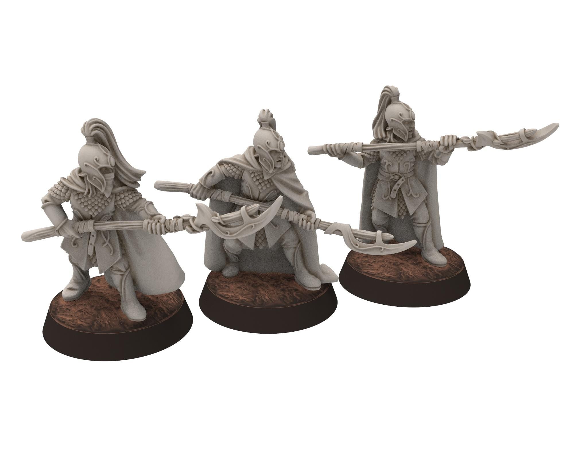 Darkwood - Wood Elf spearmen, Sylvan Eldar Kingdom, Middle rings miniatures for wargame D&D, LOTR, Medbury miniatures