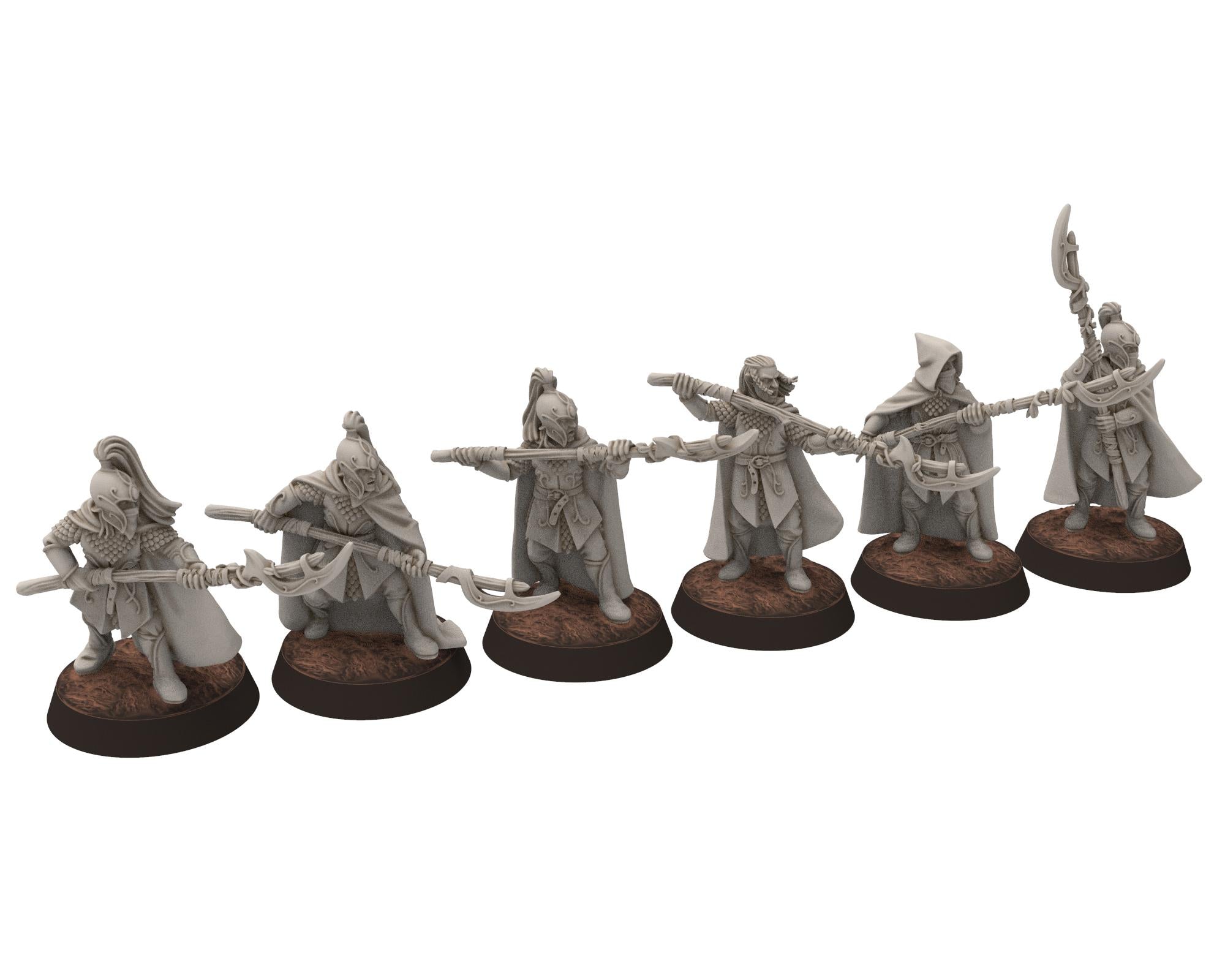 Darkwood - Wood Elf spearmen, Sylvan Eldar Kingdom, Middle rings miniatures for wargame D&D, LOTR, Medbury miniatures