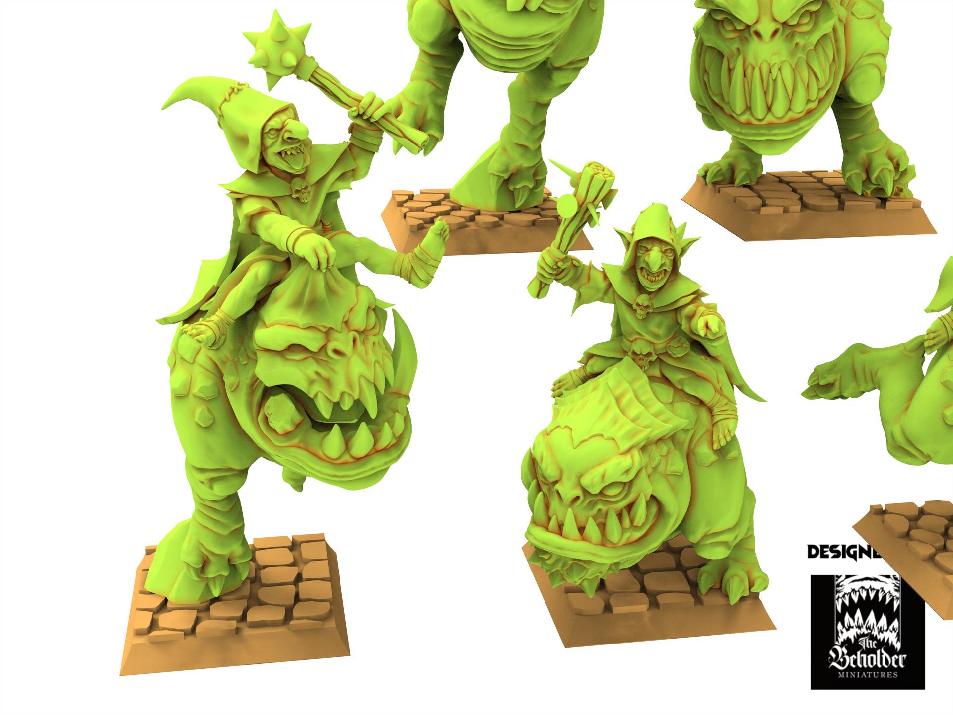 Orc & Goblin - x5 Kavehorror Hopper - The Black horde, utilisables pour Oldhammer, king of wars, 9th age