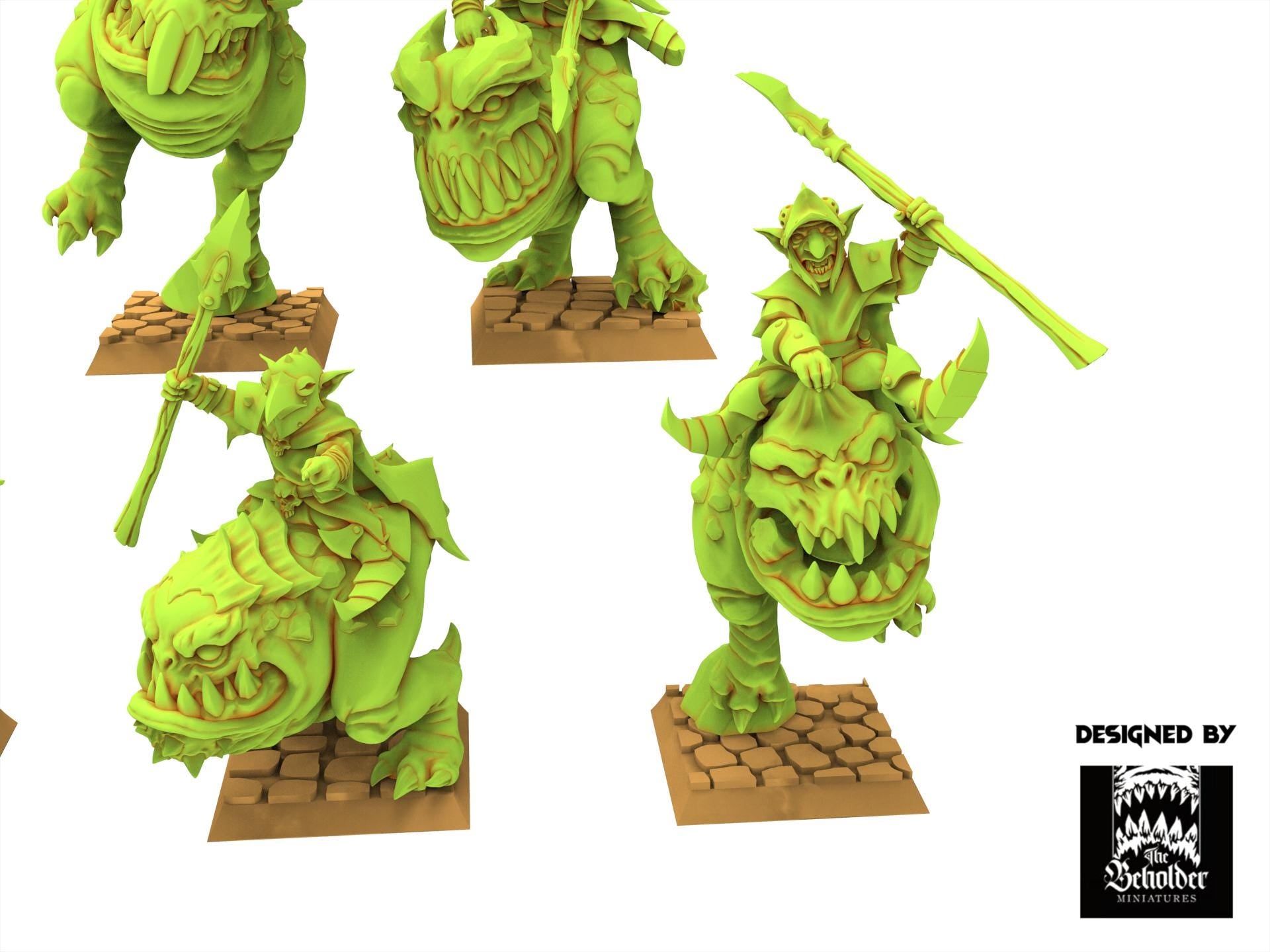 Orc & Goblin - x5 Kavehorror Knight - The Black horde, utilisables pour Oldhammer, king of wars, 9th age