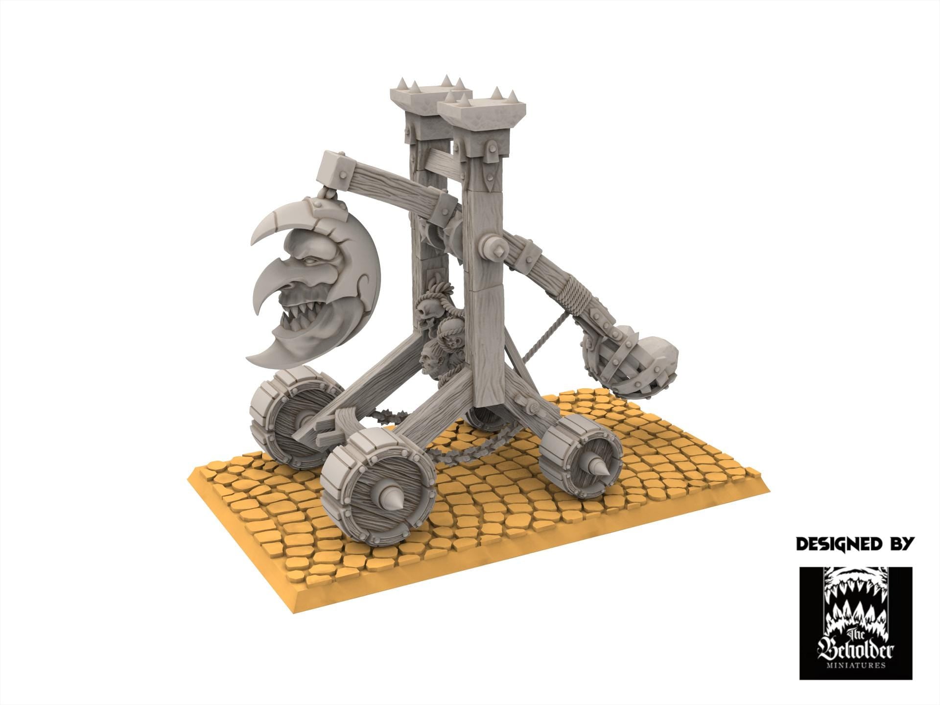 Orc & Goblin - Trebuchert and Crew - The Black horde, utilisables pour Oldhammer, king of wars, 9th age