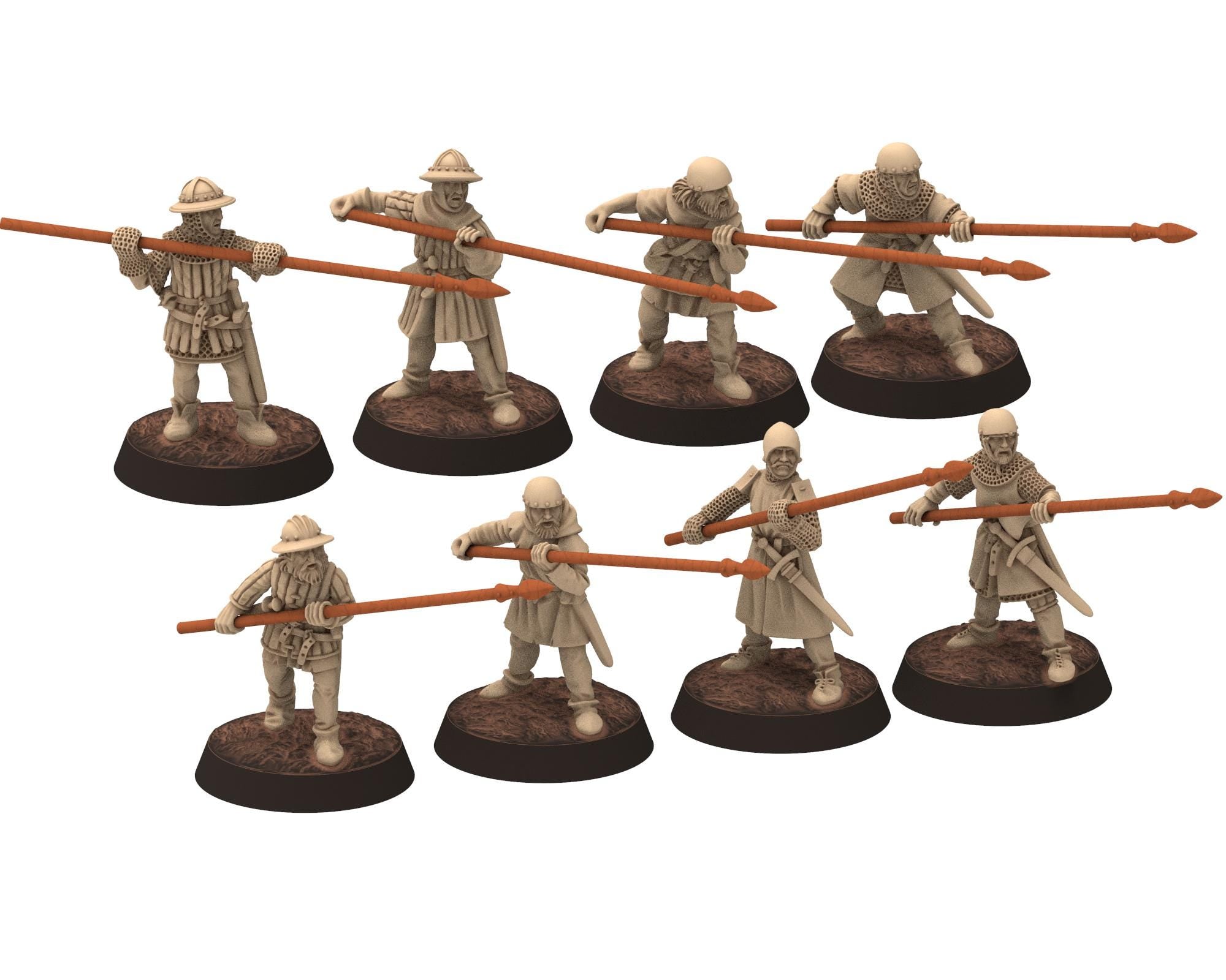 Medieval - Scotland - Scottish pikemen V2, 14th century Generic pikemen Medieval, 28mm Historical Wargame, Saga... Medbury miniatures