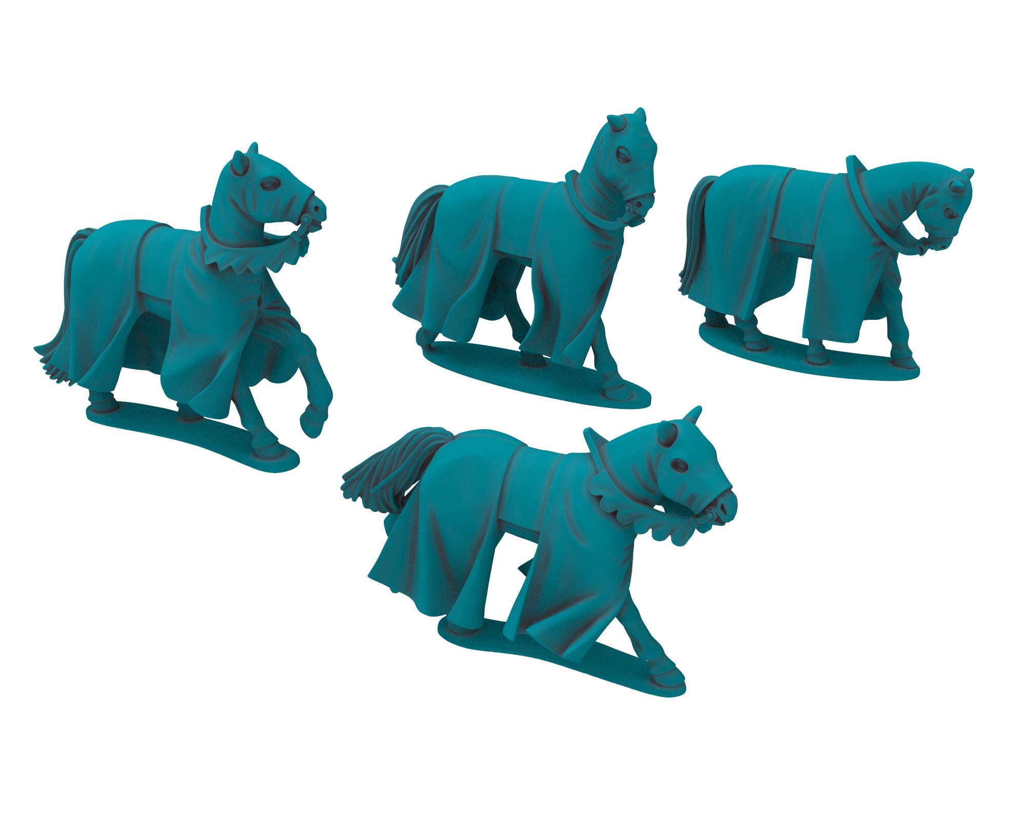 Medieval - Middle age Horses with caparison and chainmail, Generic Miniatures 28mm, Wargame Historical Saga... Medbury miniature