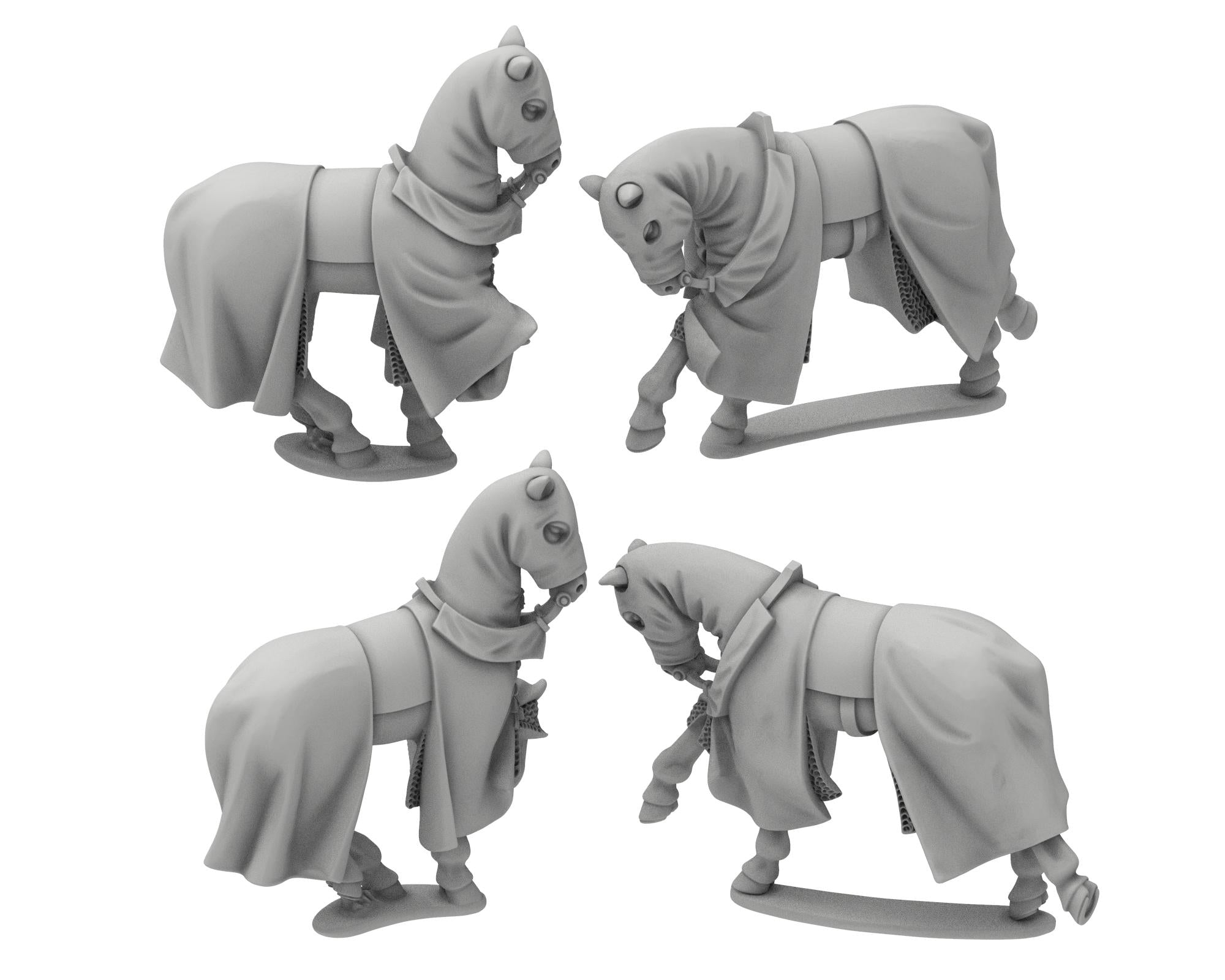 Medieval - Middle age Horses with caparison and chainmail, Generic Miniatures 28mm, Wargame Historical Saga... Medbury miniature