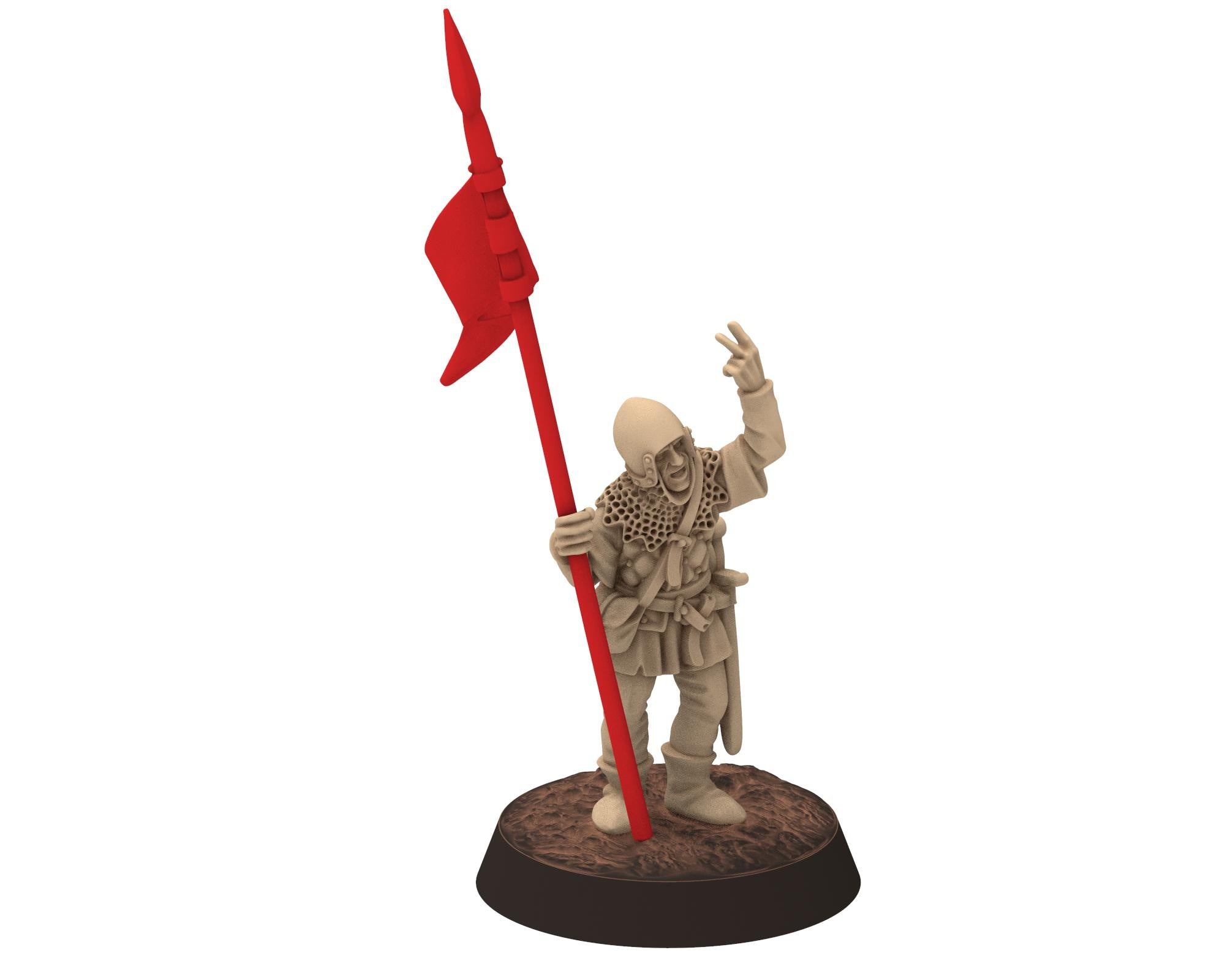 Medieval - Archer Commanders Staff & Banner, 14-15th century Medieval Generic Soldiers, 28mm Historical Wargame, Saga... Medbury miniatures