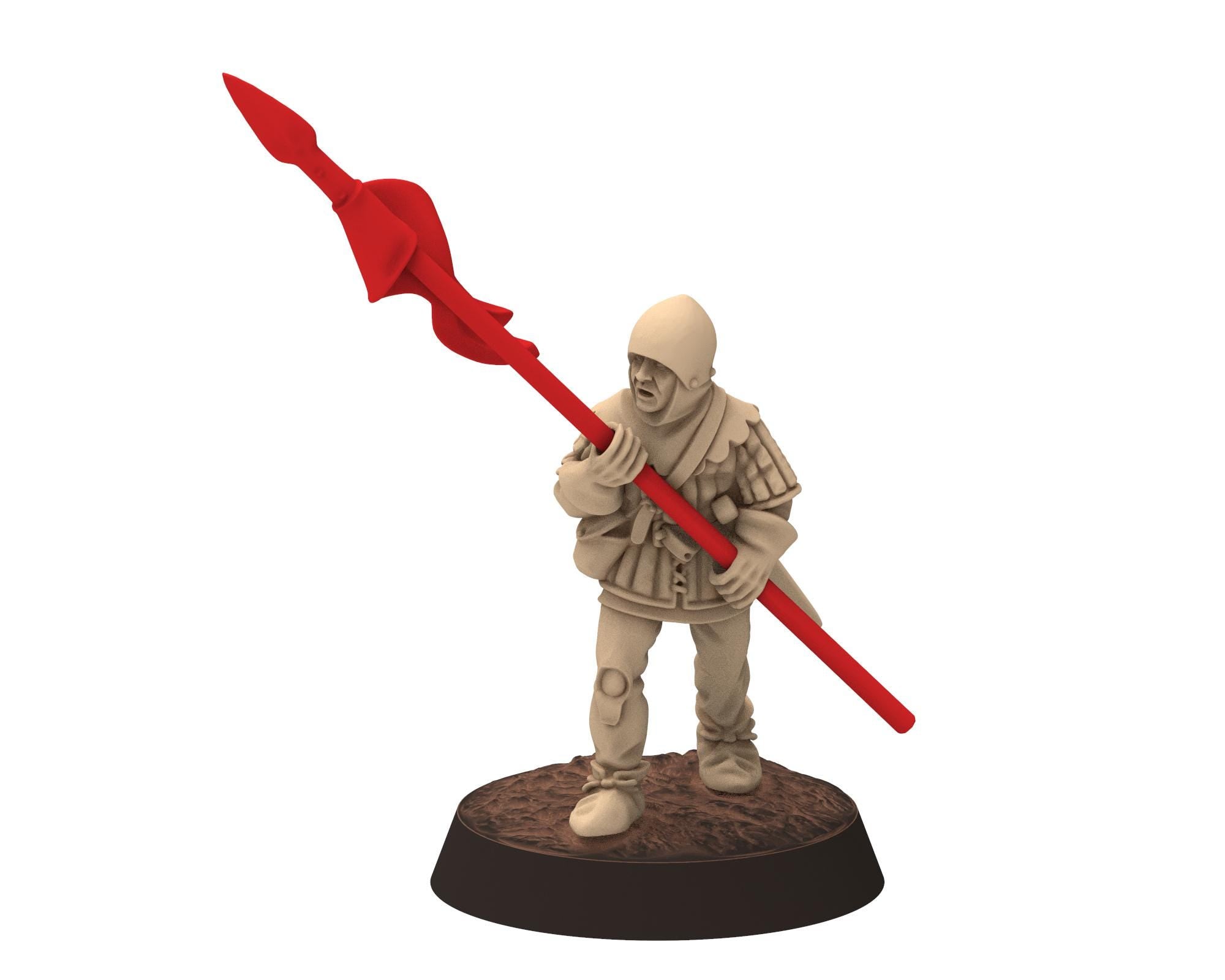 Medieval - Infantrymen Commanders: Leader, Musician, Banner, 14-15th century Staff, 28mm Historical Wargame, Saga... Medbury miniatures